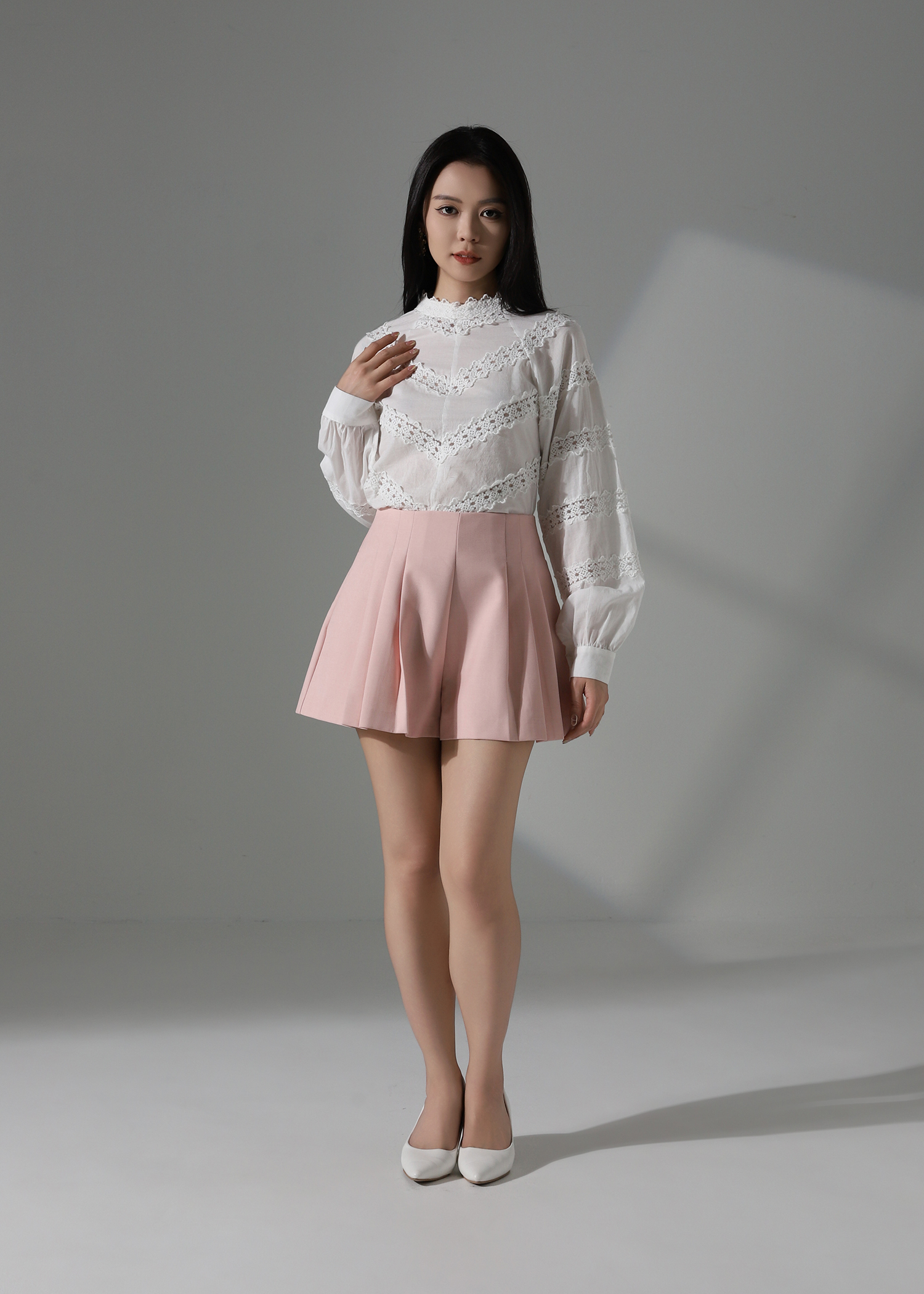 High Waist Pleated Short Pants AC217