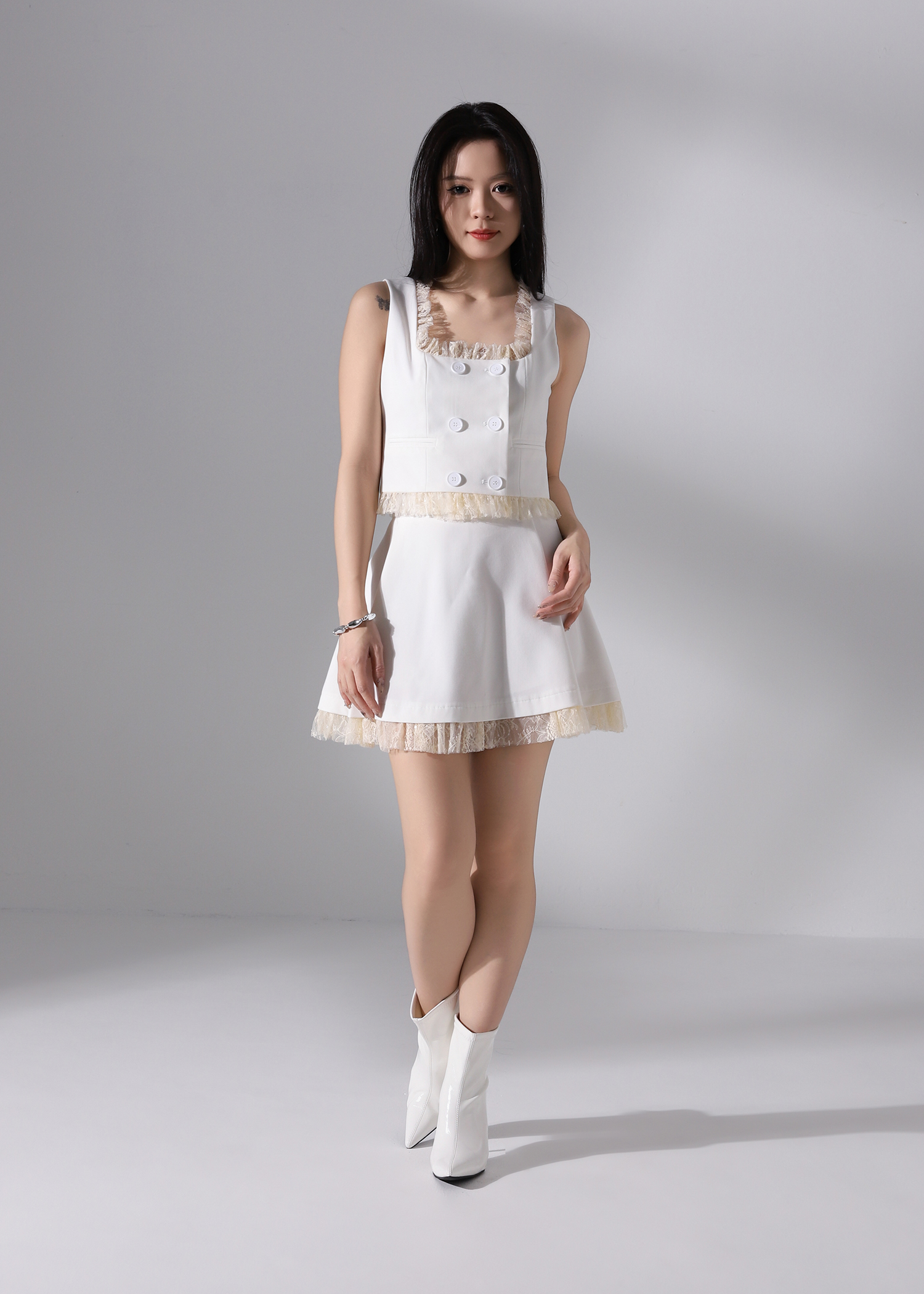 High Waist With Lace Skirt Pants AC226