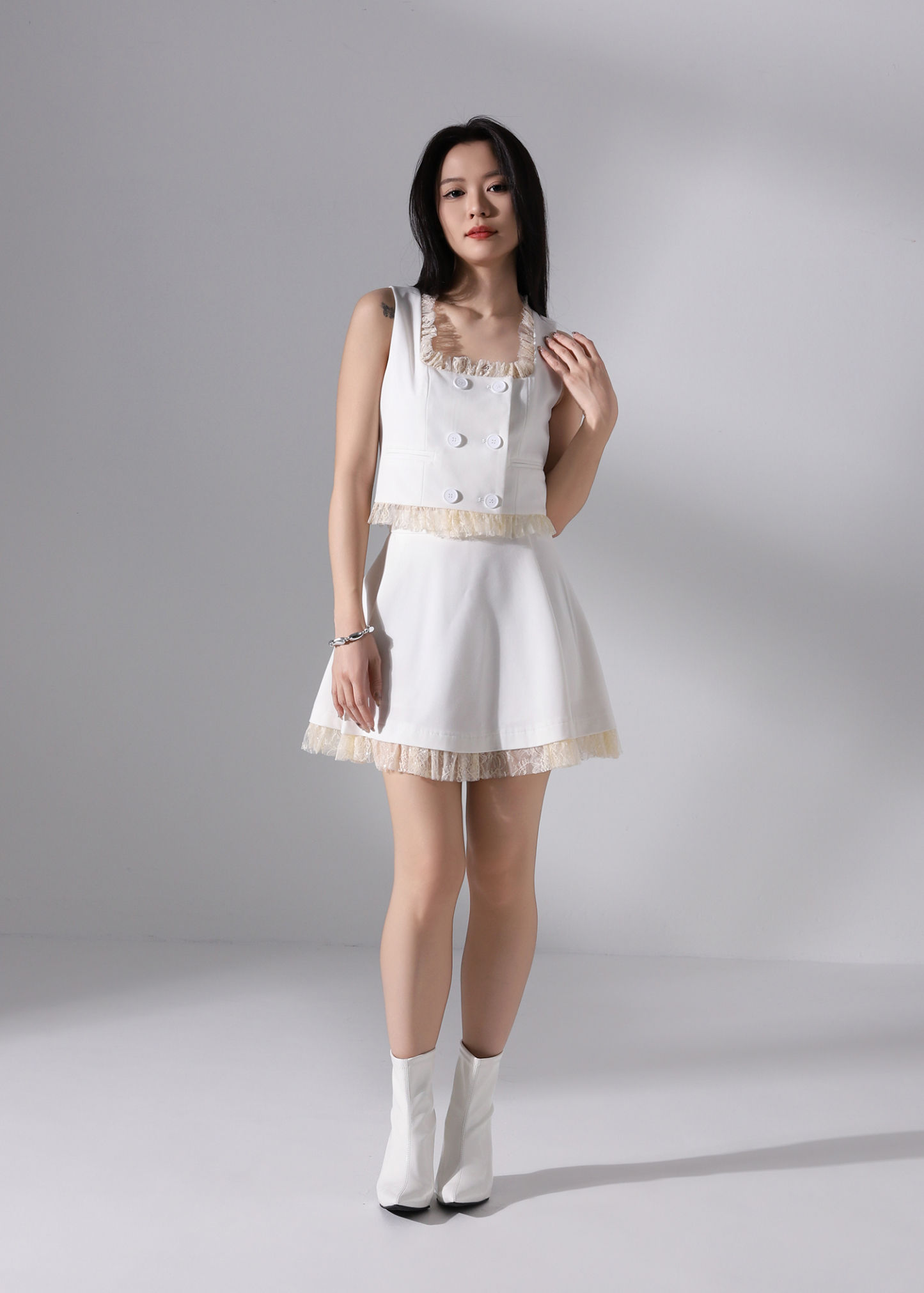 High Waist With Lace Skirt Pants AC226