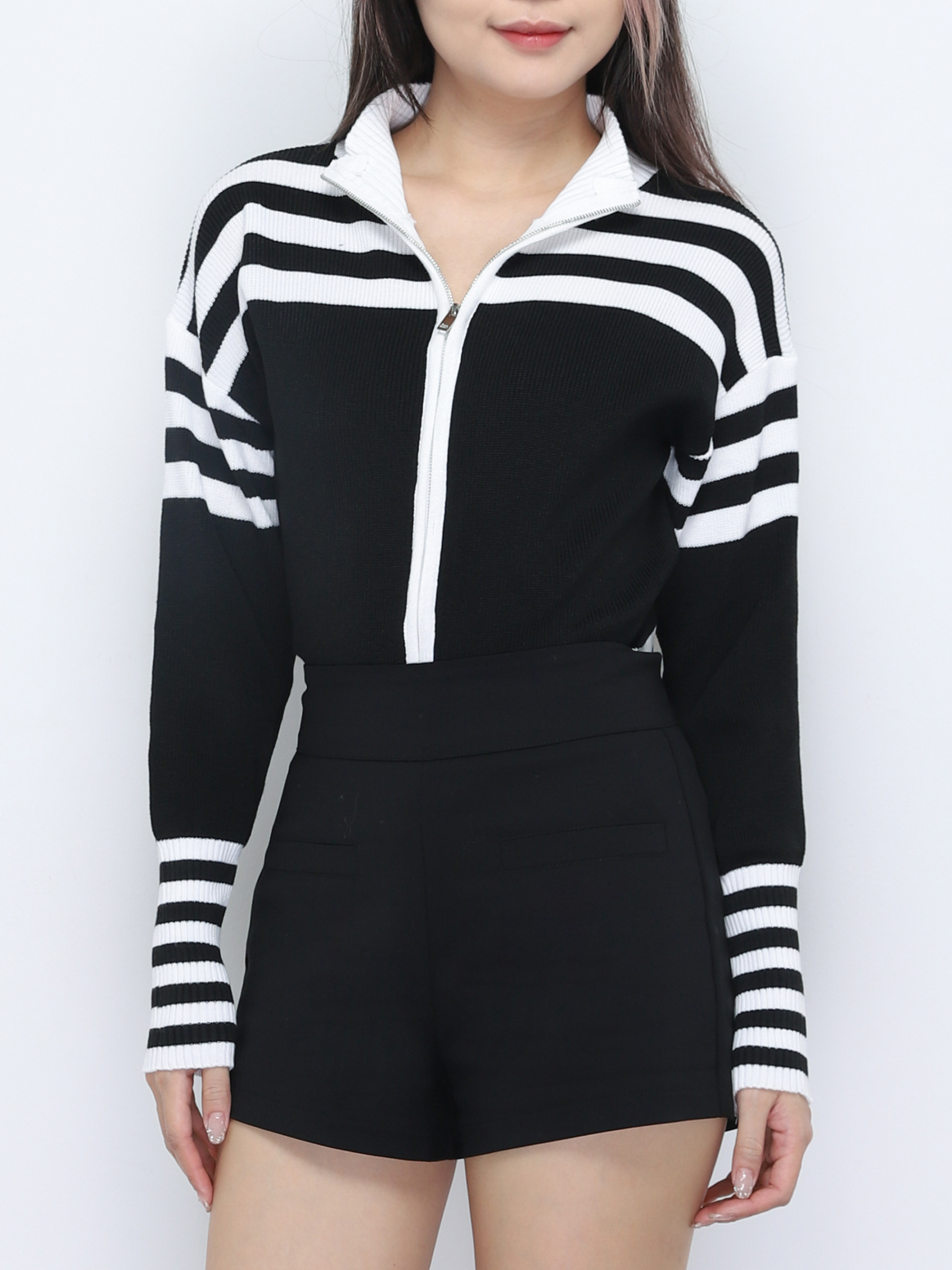 Knitted Fornt Zip Top 34201