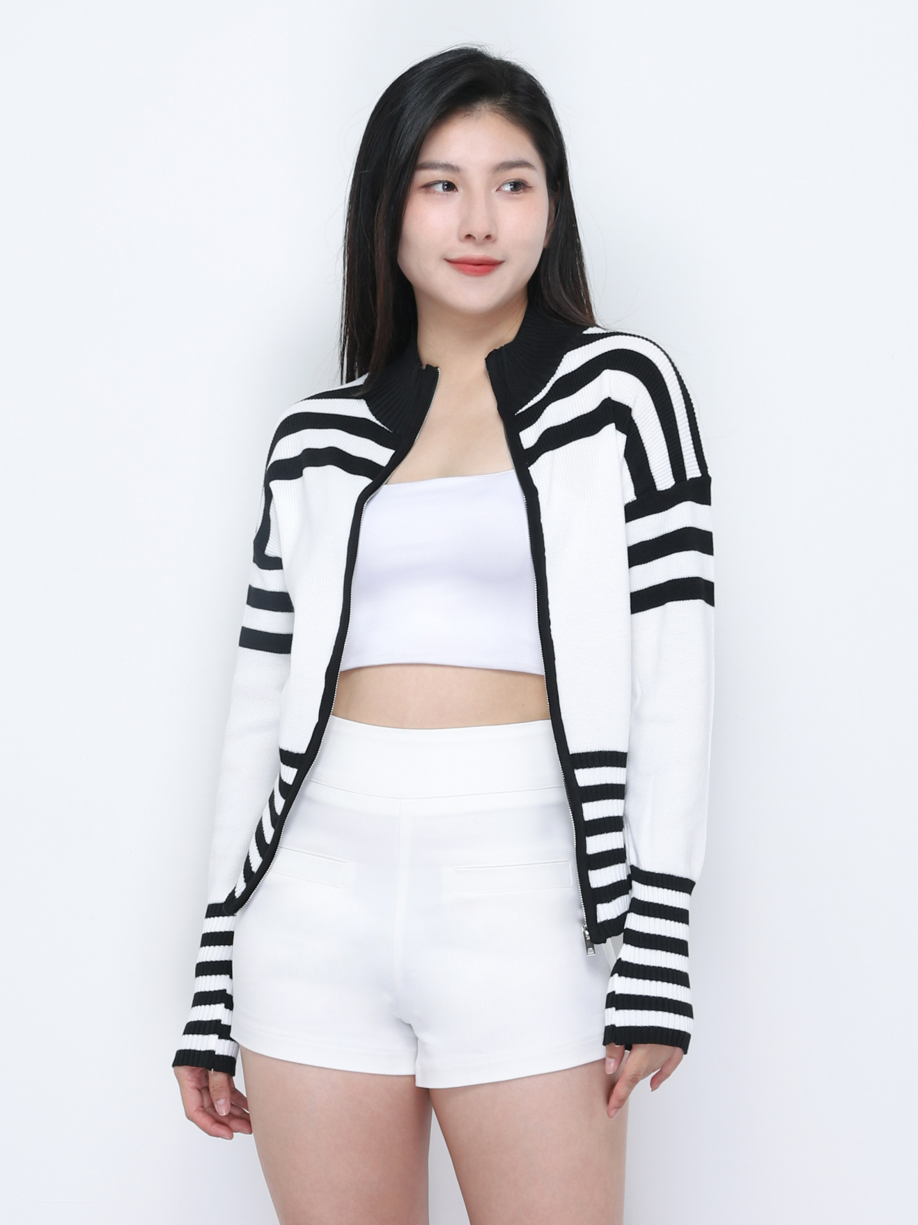 Knitted Fornt Zip Top 34201