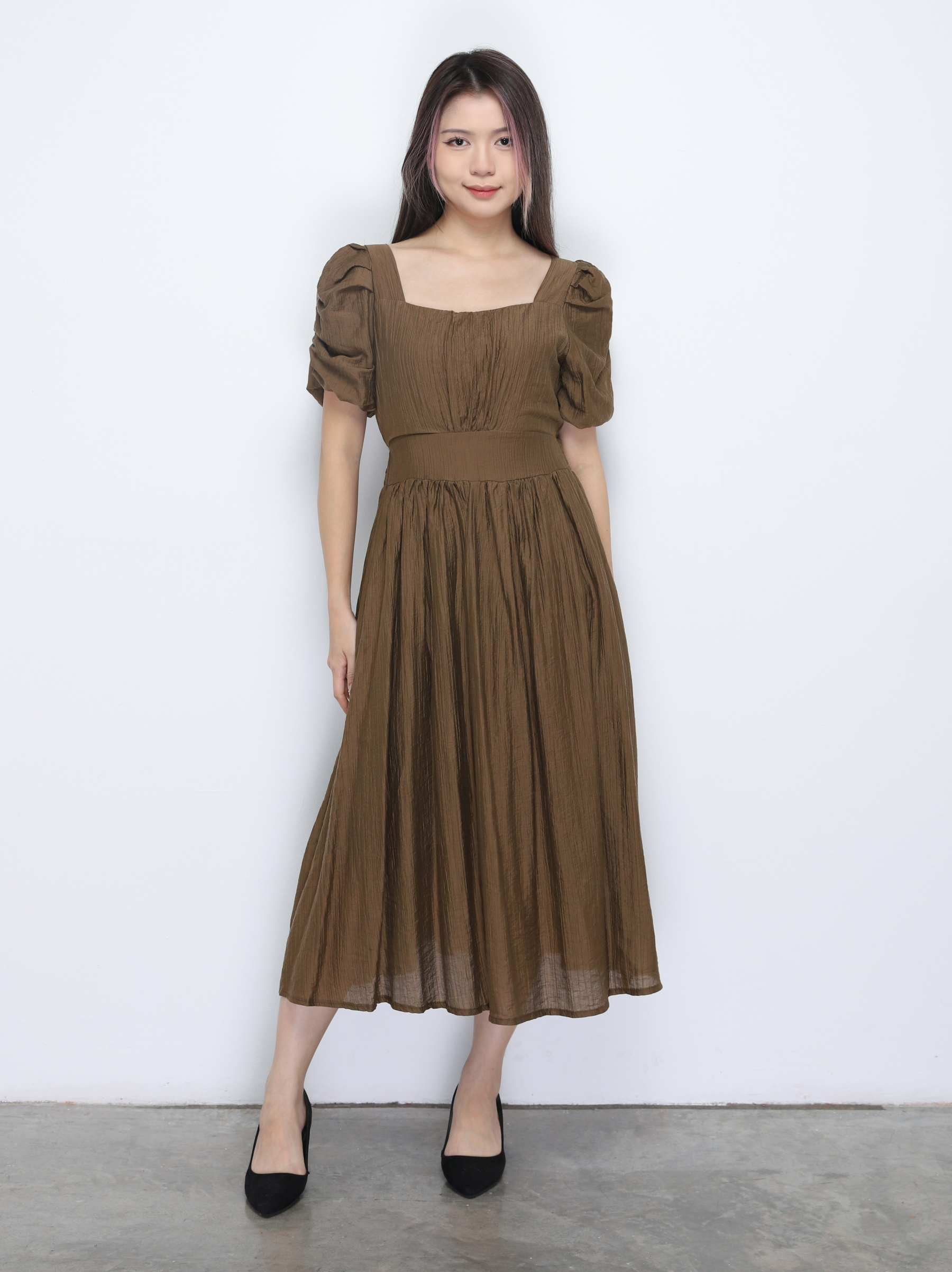 Short Sleeve Pleaetd Dress 34724