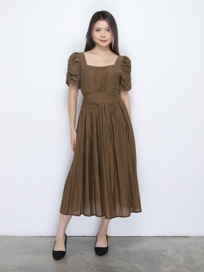 Short Sleeve Pleaetd Dress 34724