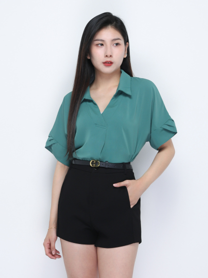 Short Sleeve V Neck Top 34740
