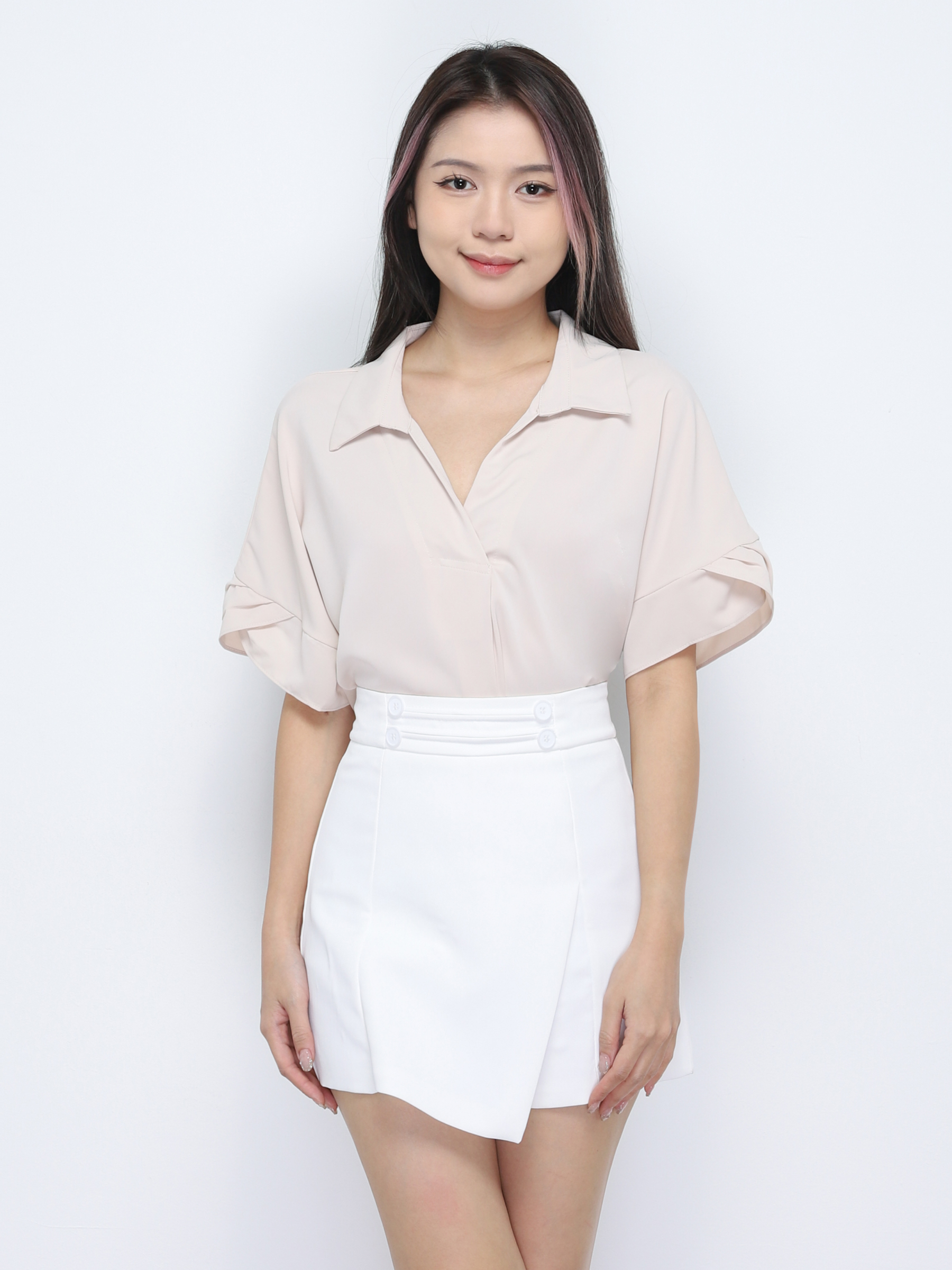 Short Sleeve V Neck Top 34740
