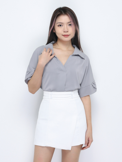 Short Sleeve V Neck Top 34740