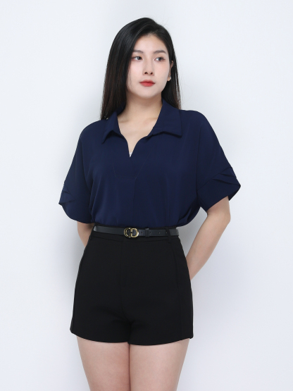 Short Sleeve V Neck Top 34740