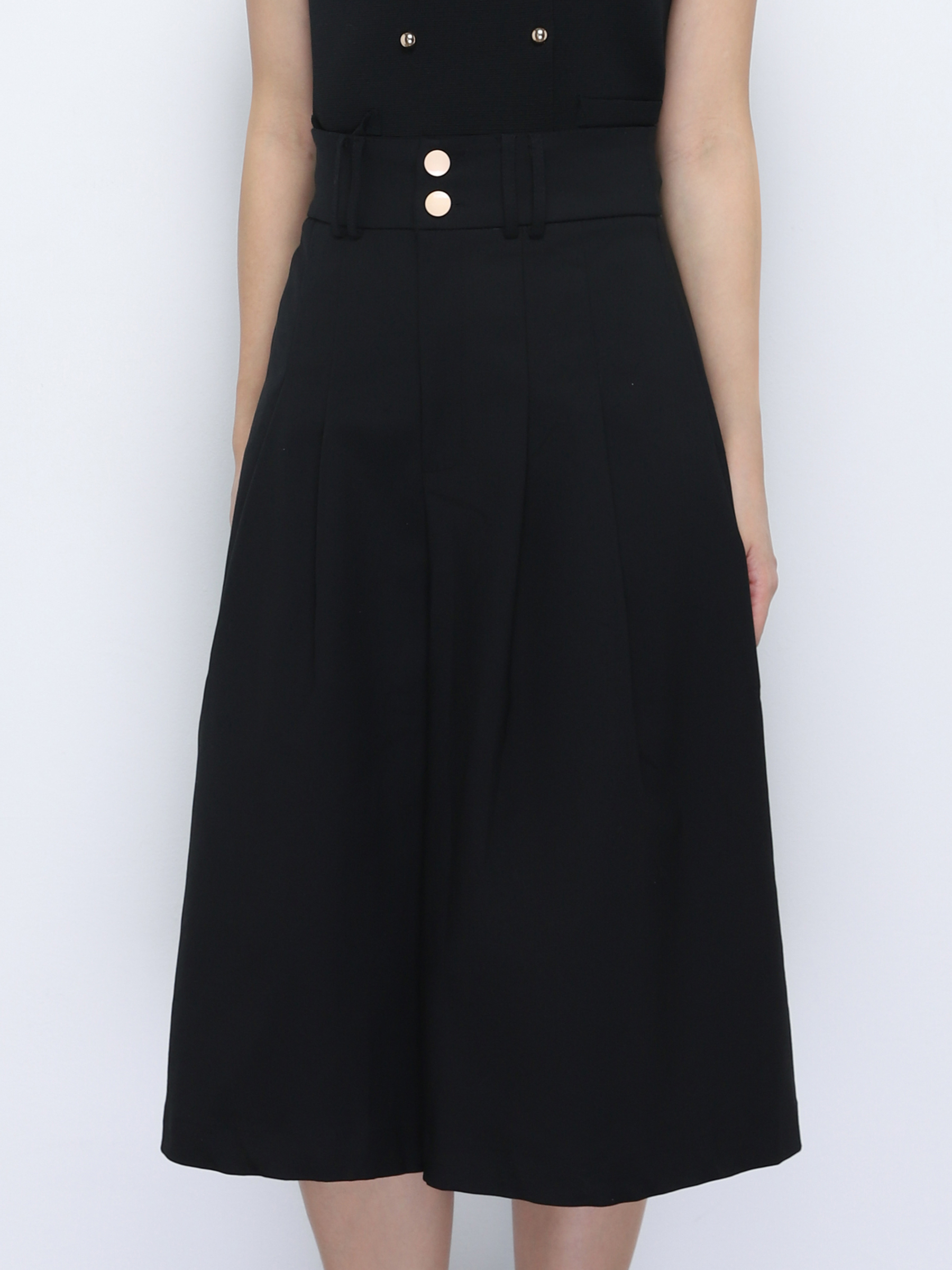 High Waist Front Button Pleated Midi Pant 34707