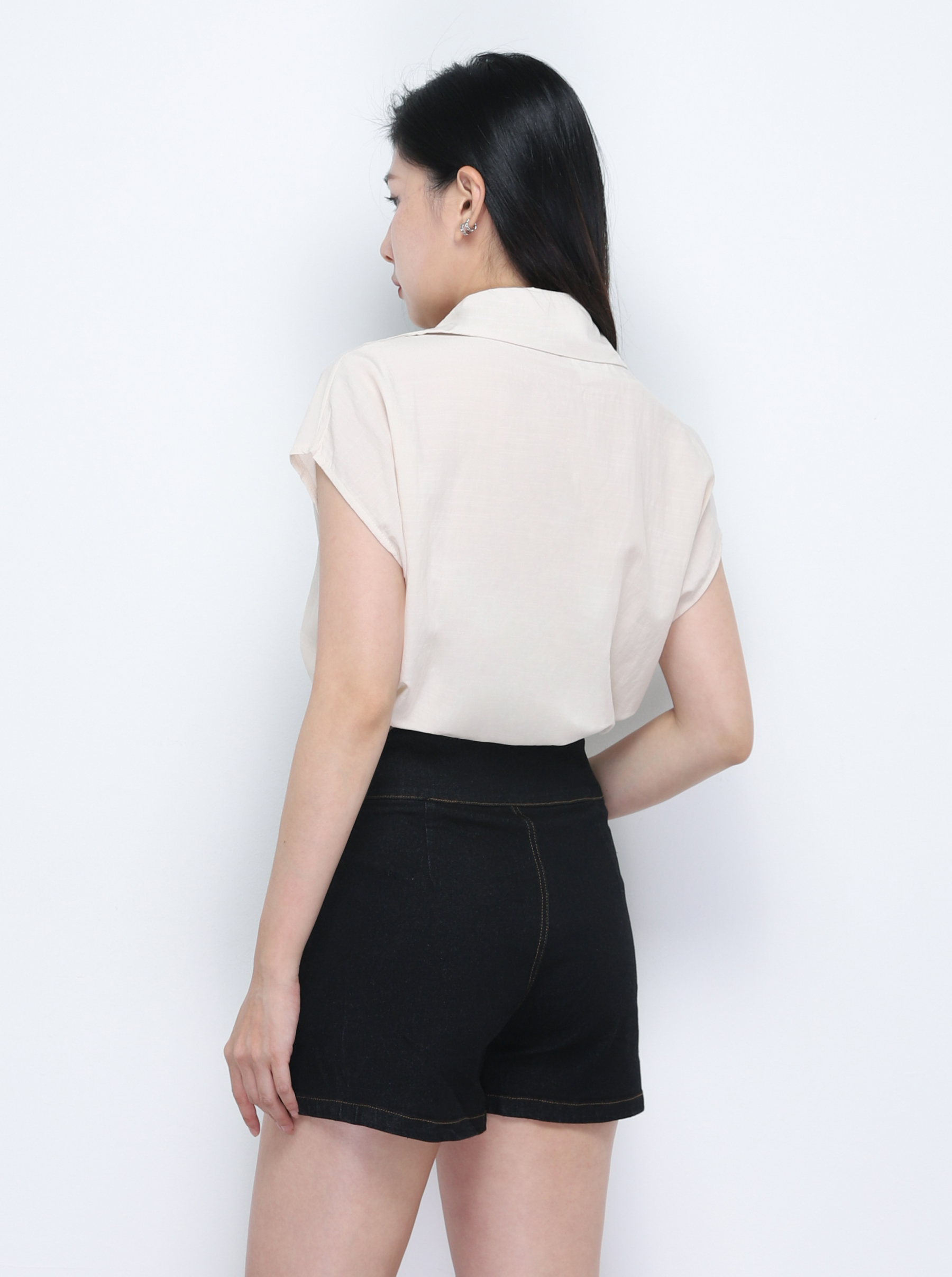 Denim High Waist Front Button Short Pant 34742