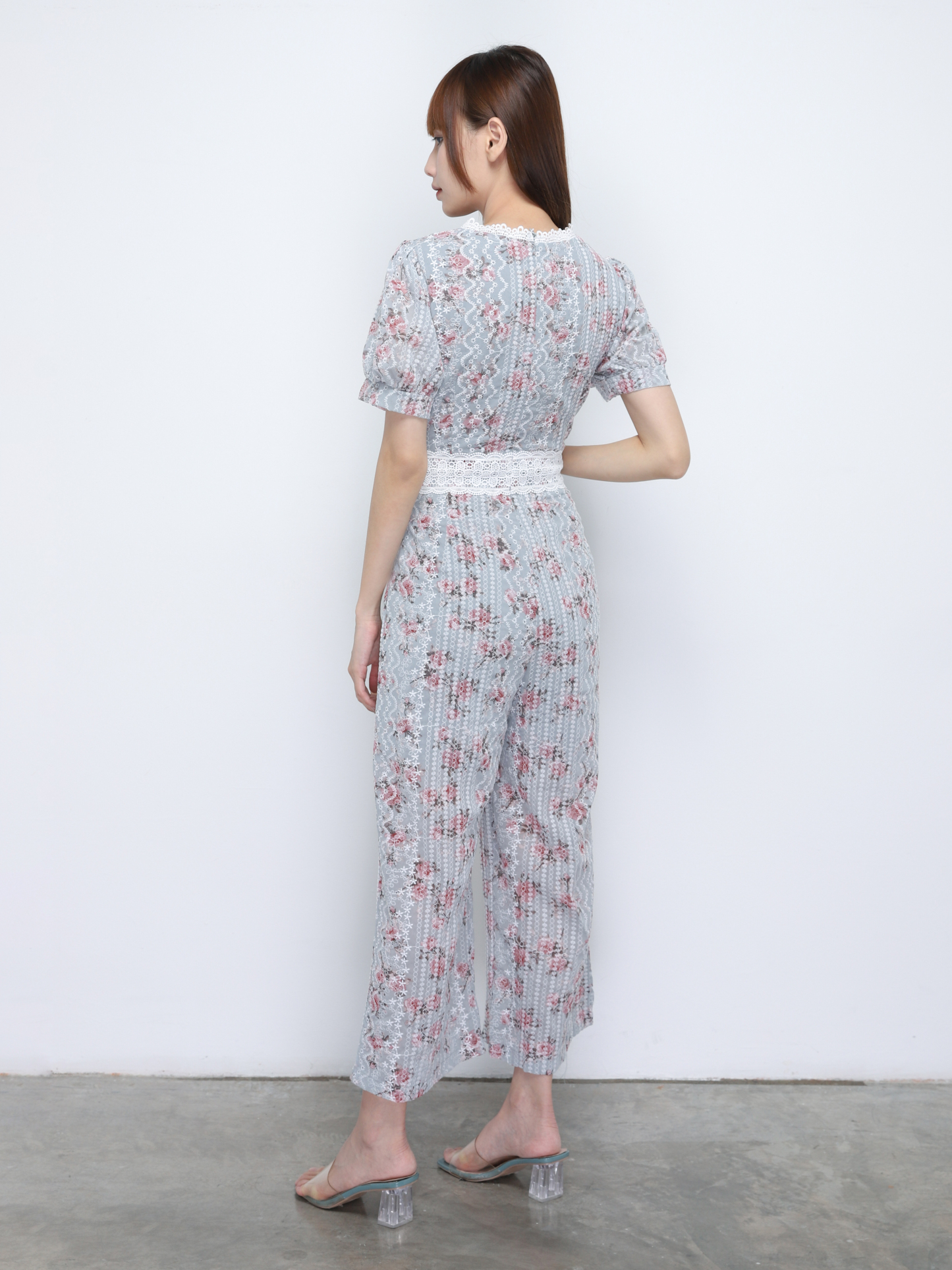 Floral Crochet Jumpsuit Side Pocket 20324