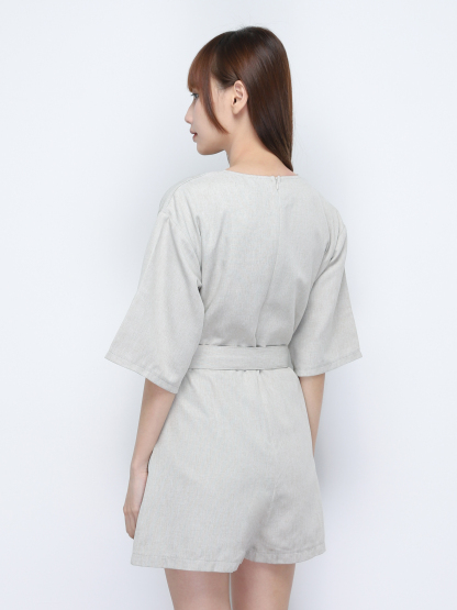 Front Button And Pocket With Belt Jumpsuit 20317