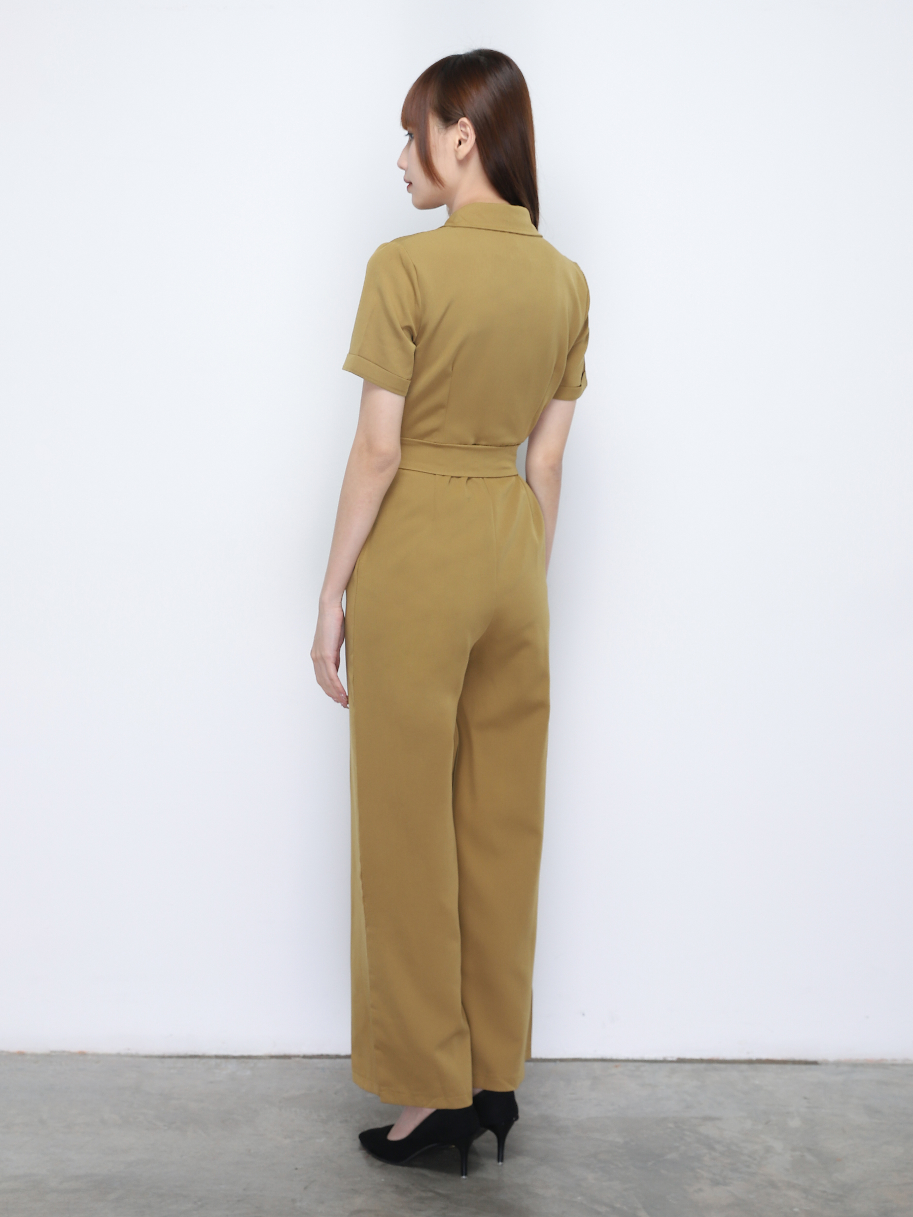 Collar Front Pocket With Belt Jumpsuit 20273
