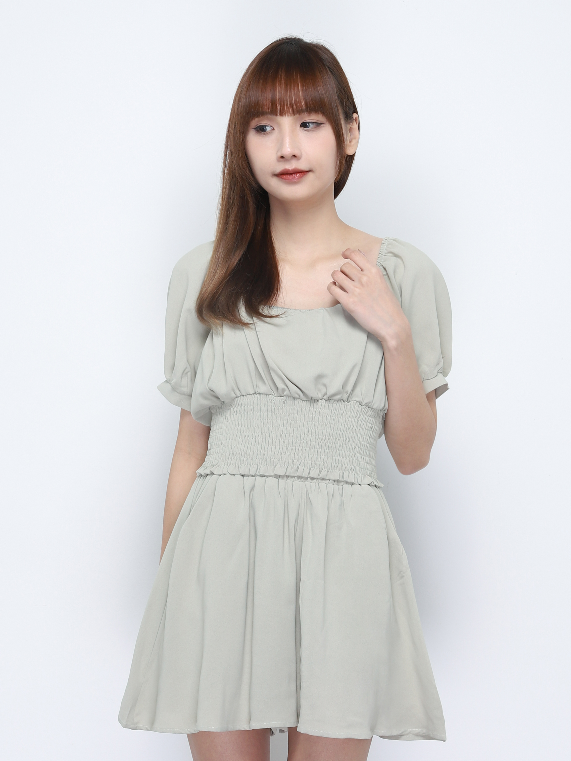 Square Neck Puff Sleeve Top And Short Pant With Belt Set 20271