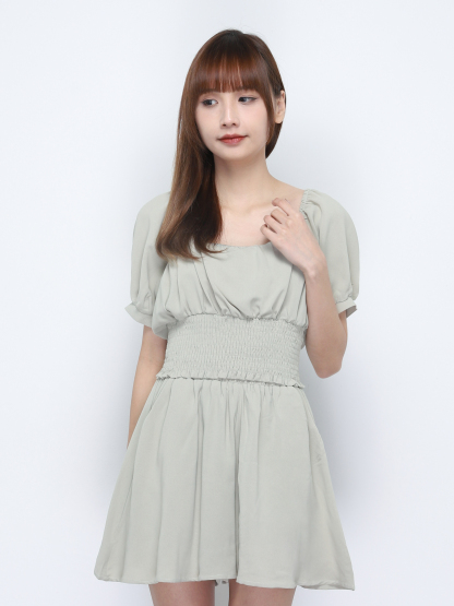 Square Neck Puff Sleeve Top And Short Pant With Belt Set 20271