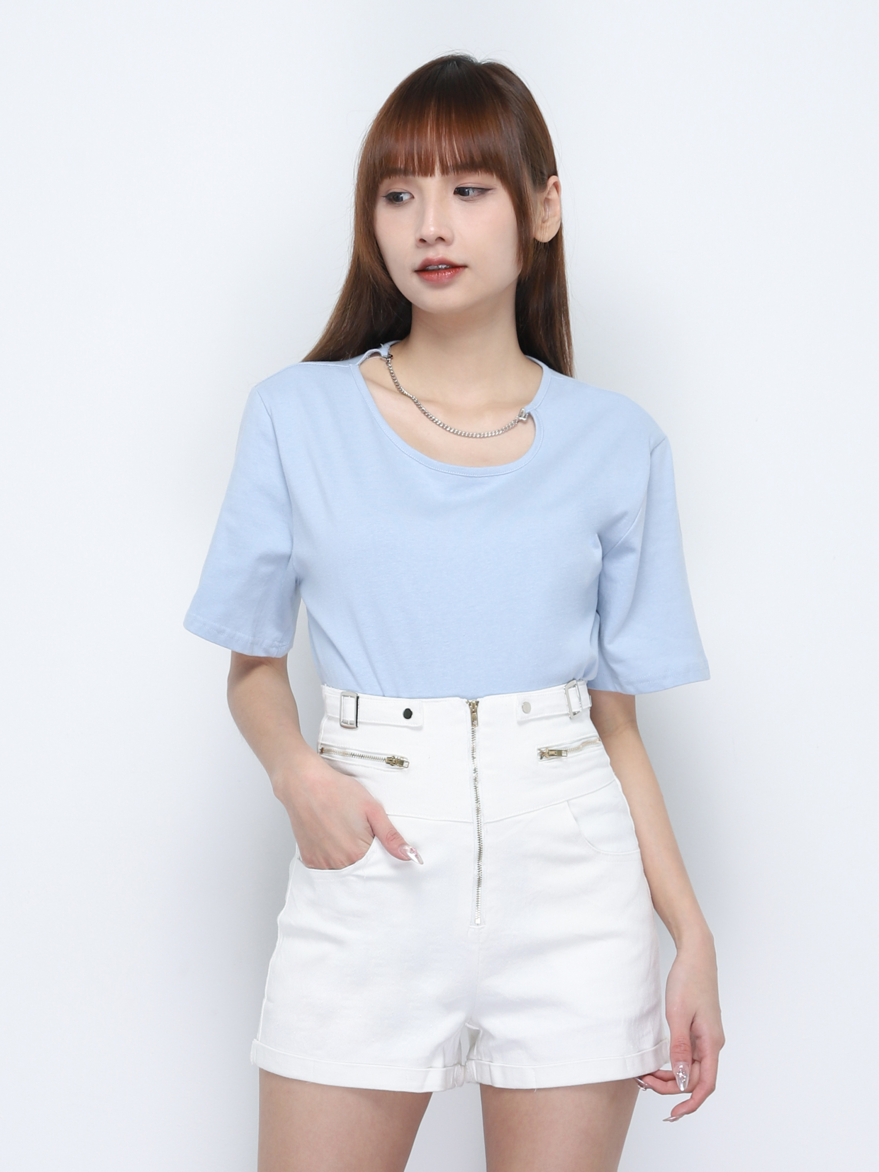 Round Neck Decorative Chain Top 20180