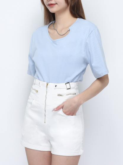 Round Neck Decorative Chain Top 20180