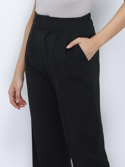 High Waist Front Button Pleated Long Pant 34731
