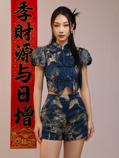 Puff Sleeve Top With Short Pant Set AC758