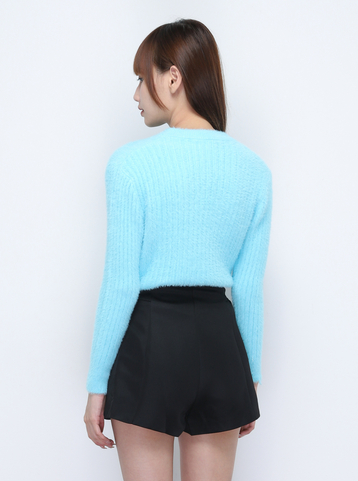 Knitted Fur Stripe Long Sleeve Top 20297