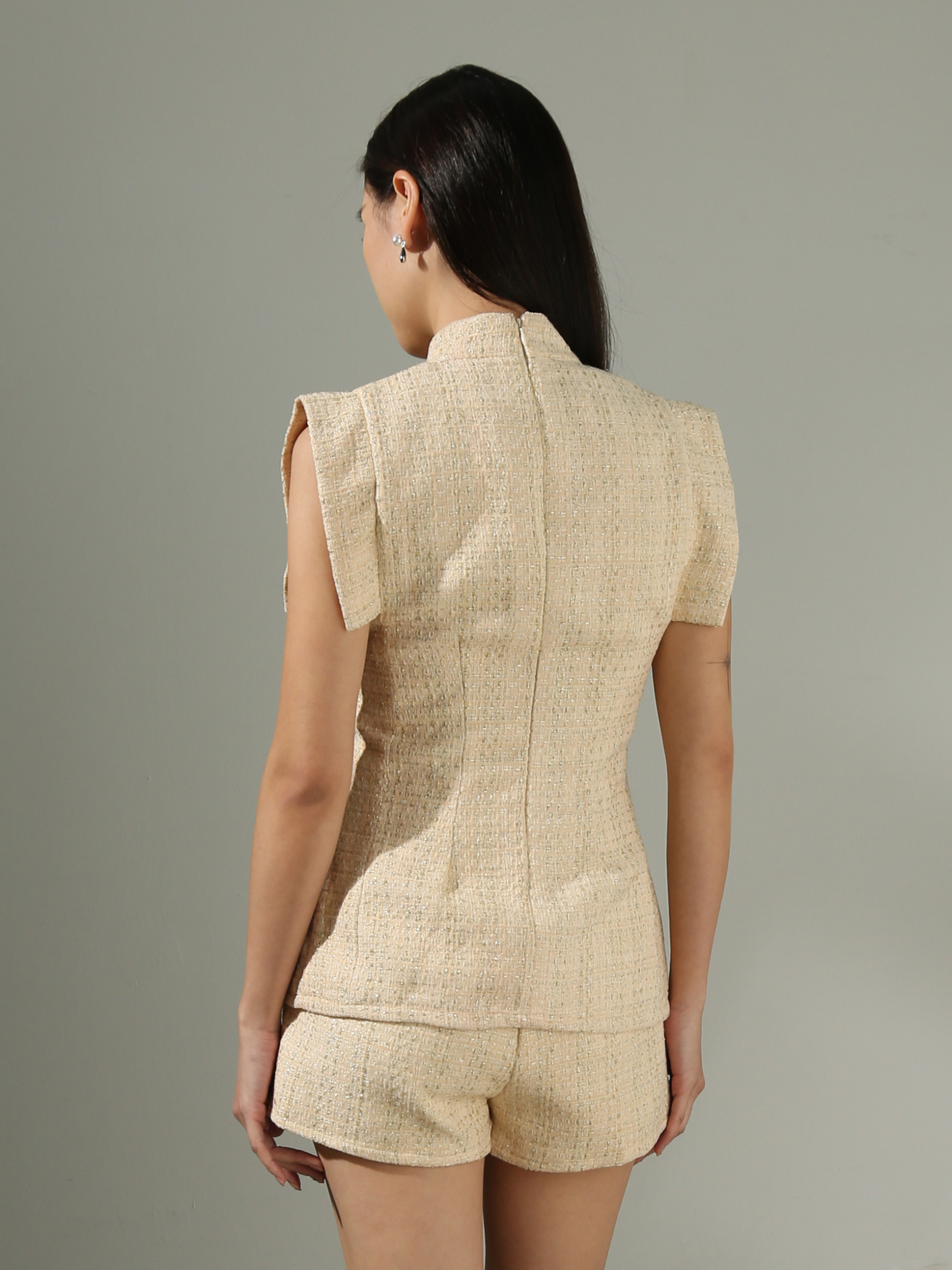 Sleeveless Back Zip Top With Short Pant Set AC743