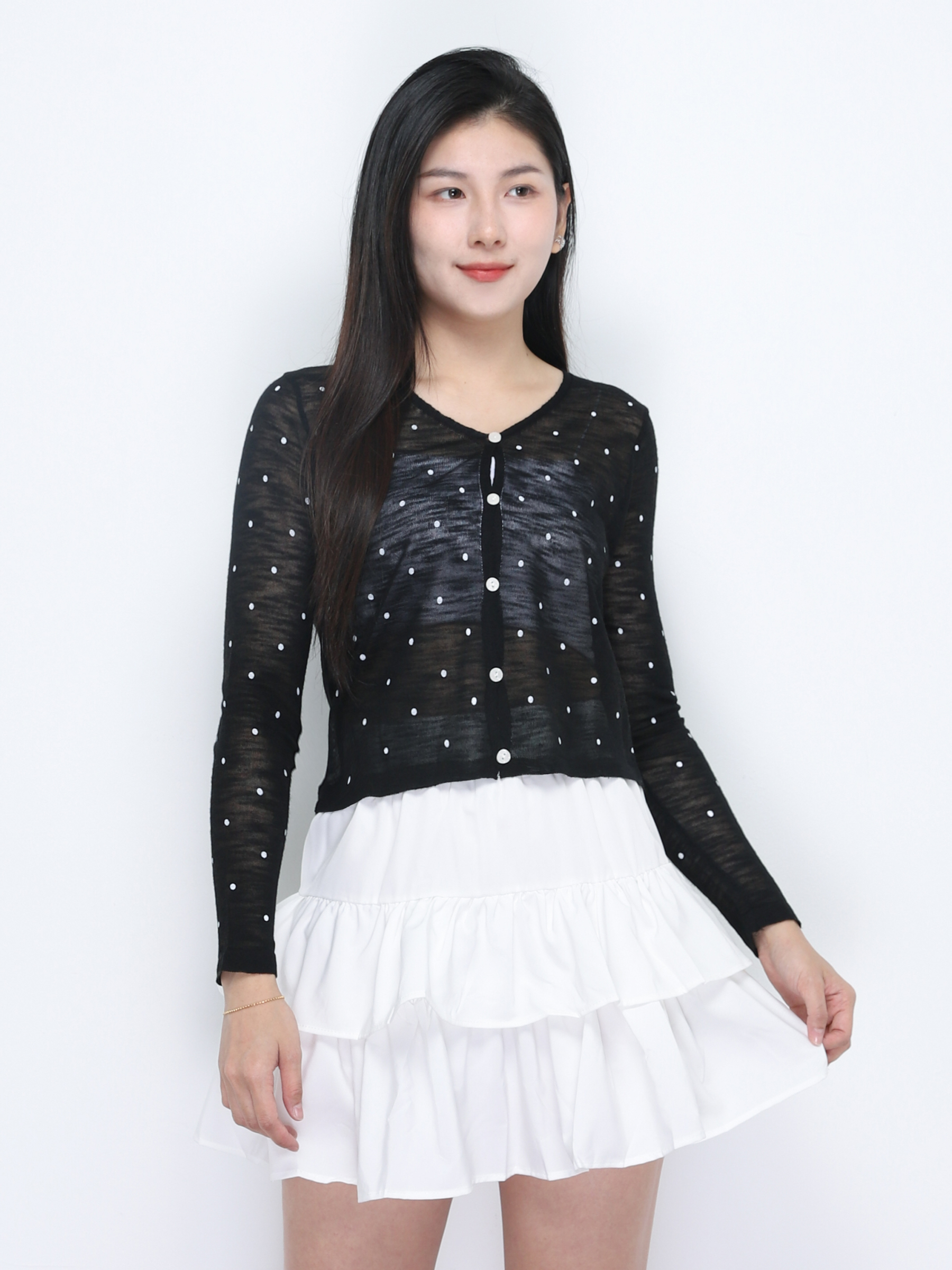 Long Sleeve Front Button Top 34779