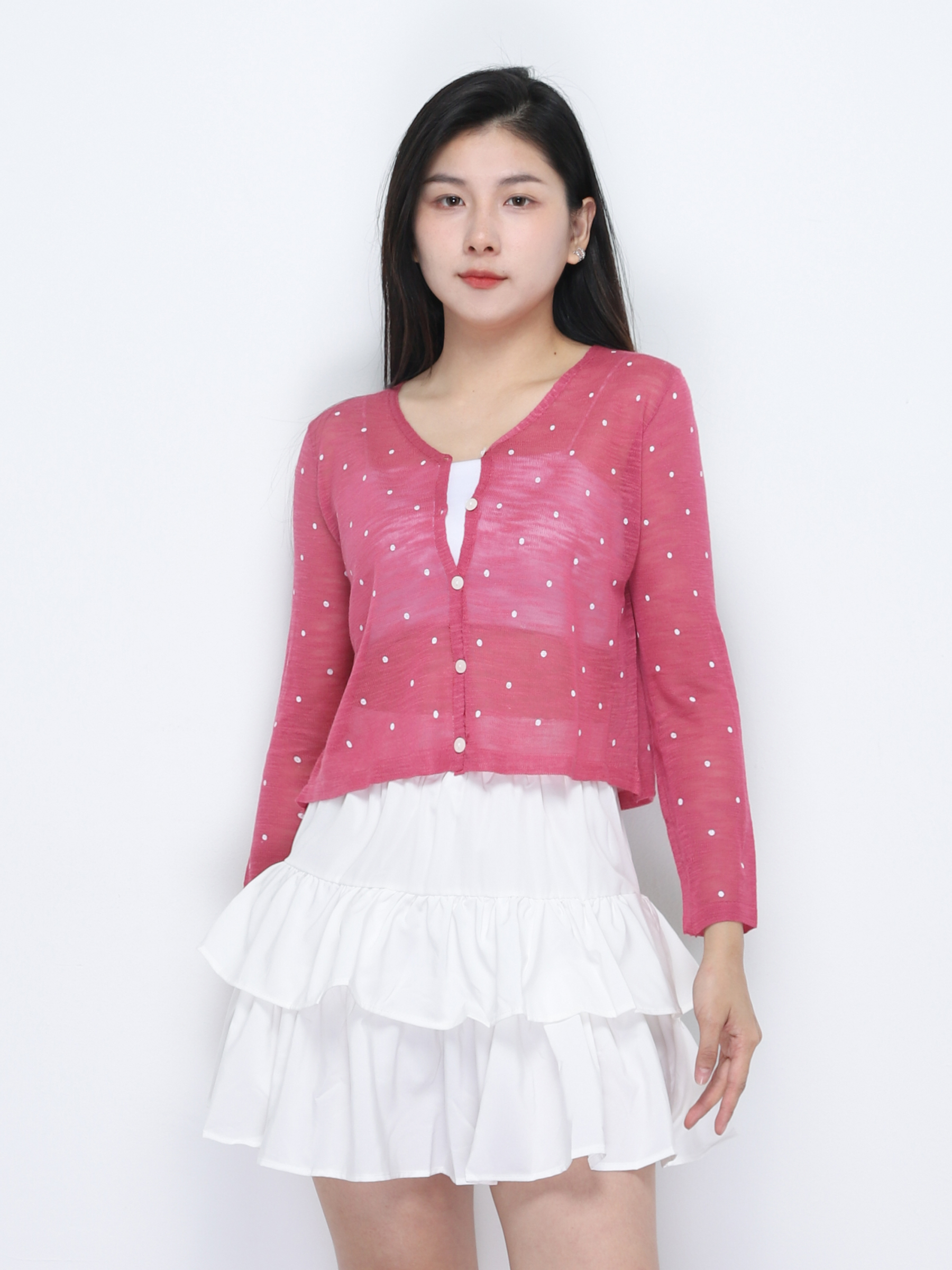 Long Sleeve Front Button Top 34779
