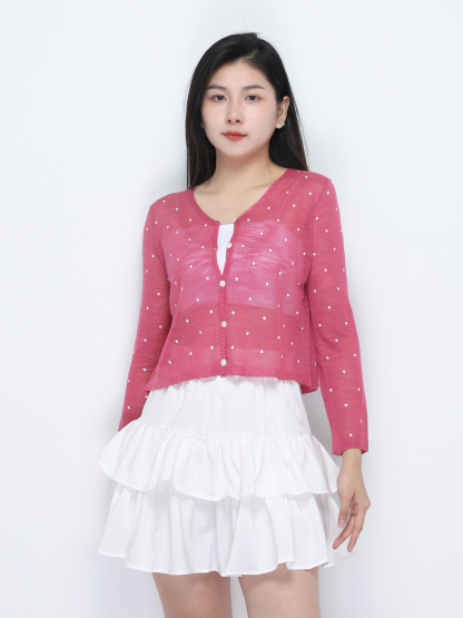 Long Sleeve Front Button Top 34779