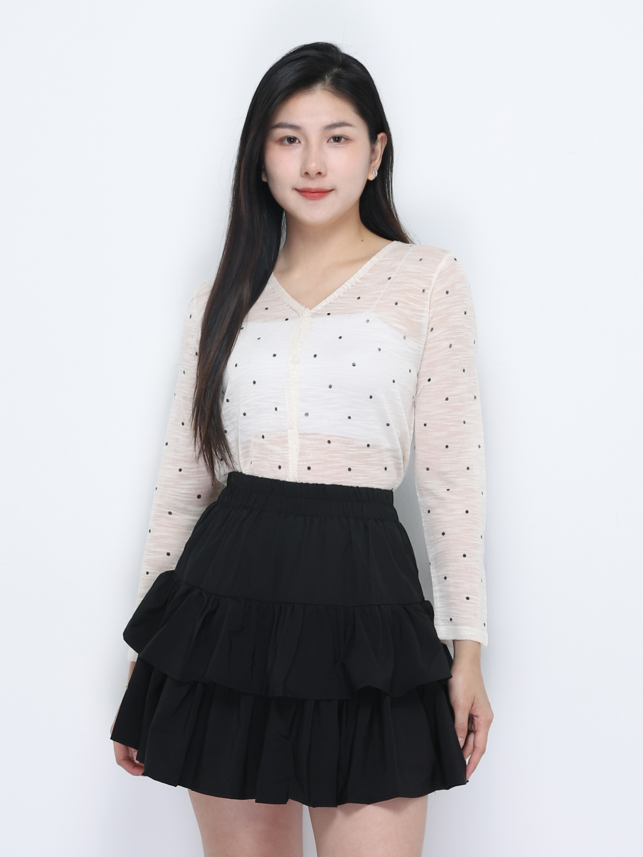 Long Sleeve Front Button Top 34779