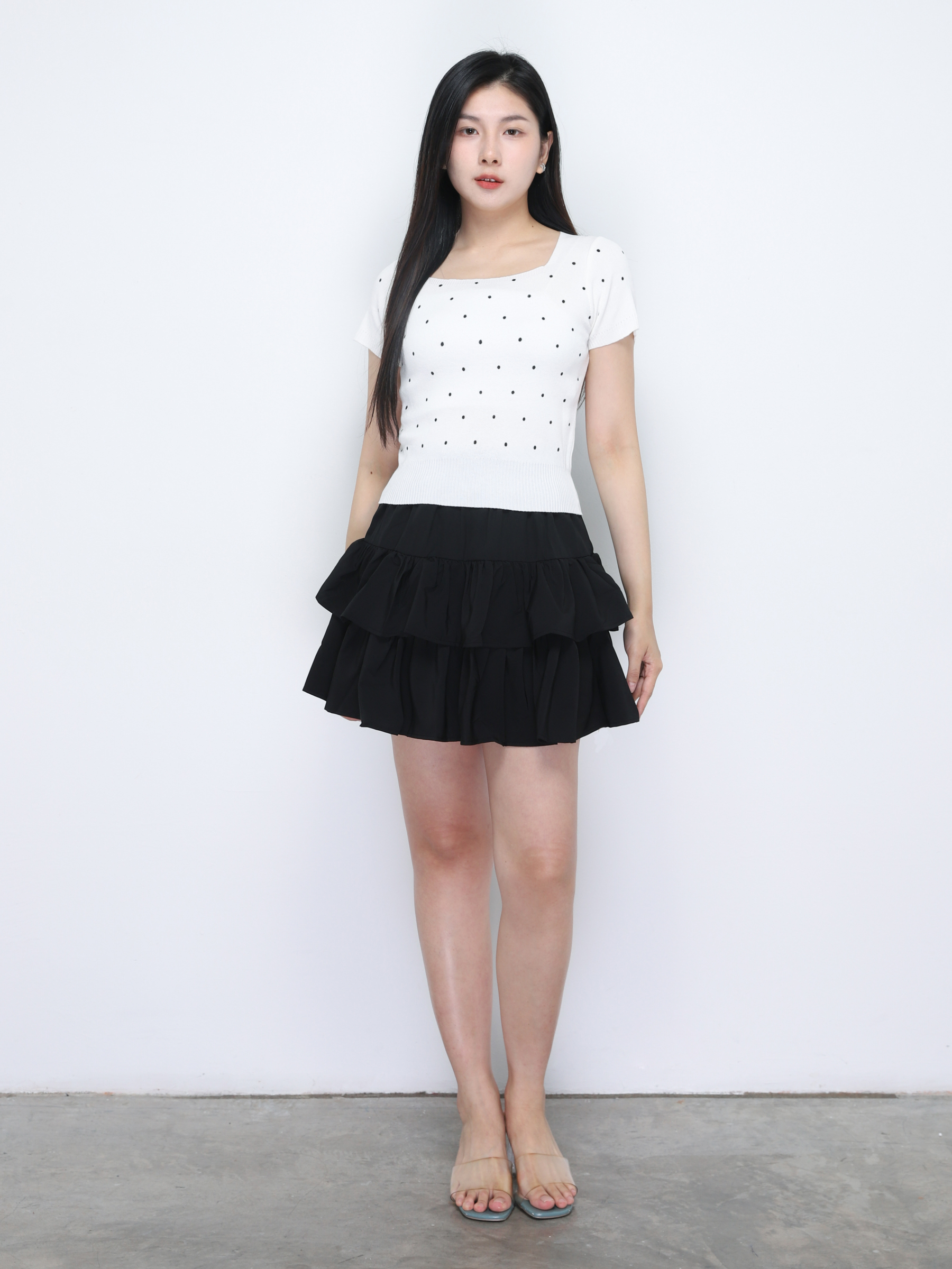 Knitted Short Sleeve Square Neck Top 34781