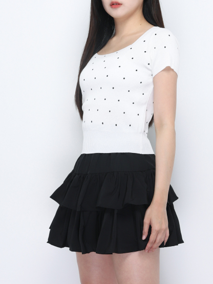 Knitted Short Sleeve Square Neck Top 34781