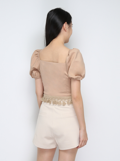 Puff Sleeve Sweetheart Neck Top 29612