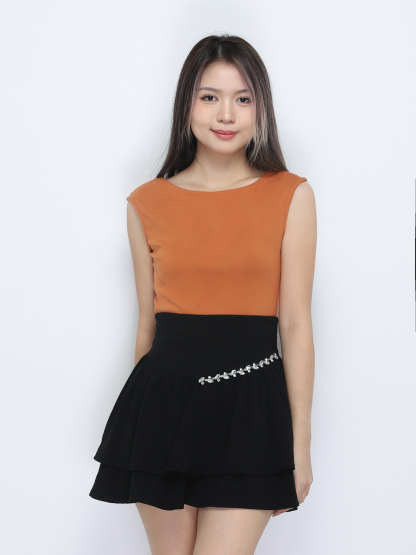 High Waist Decorative Diamond Skirt Pants 34664