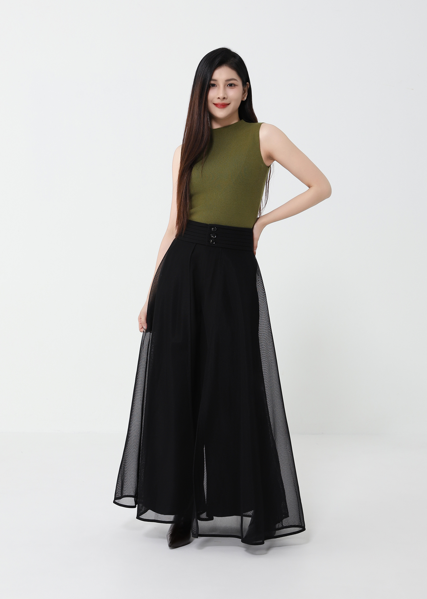 [PREORDER] High Waist With Net Long Pants 47308