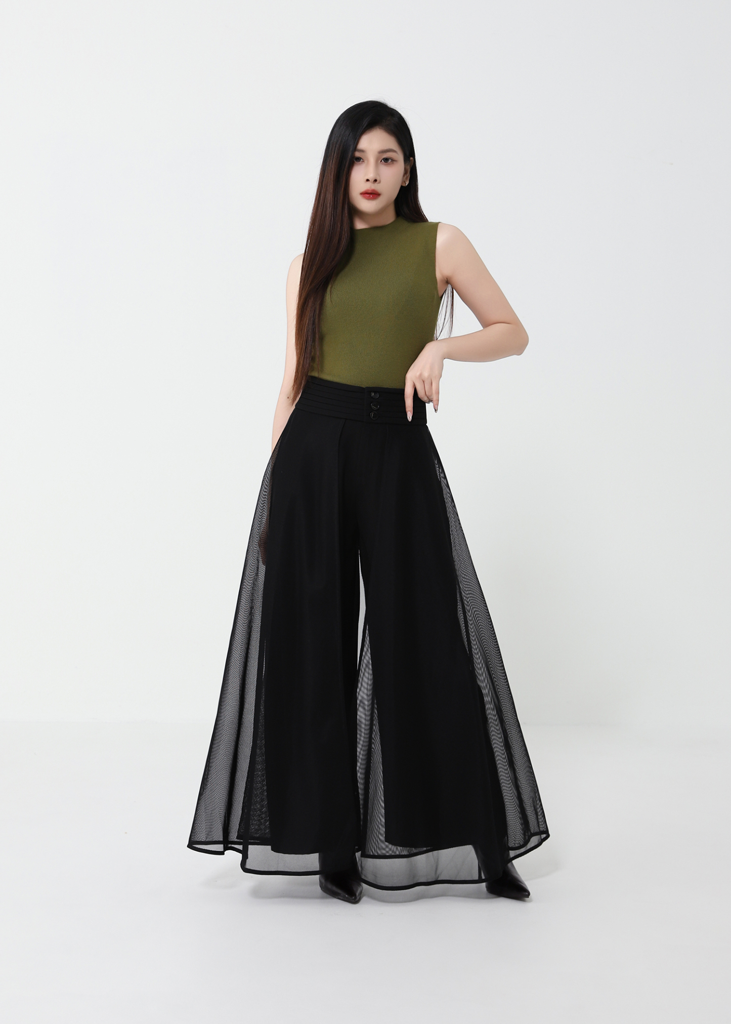 [PREORDER] High Waist With Net Long Pants 47308
