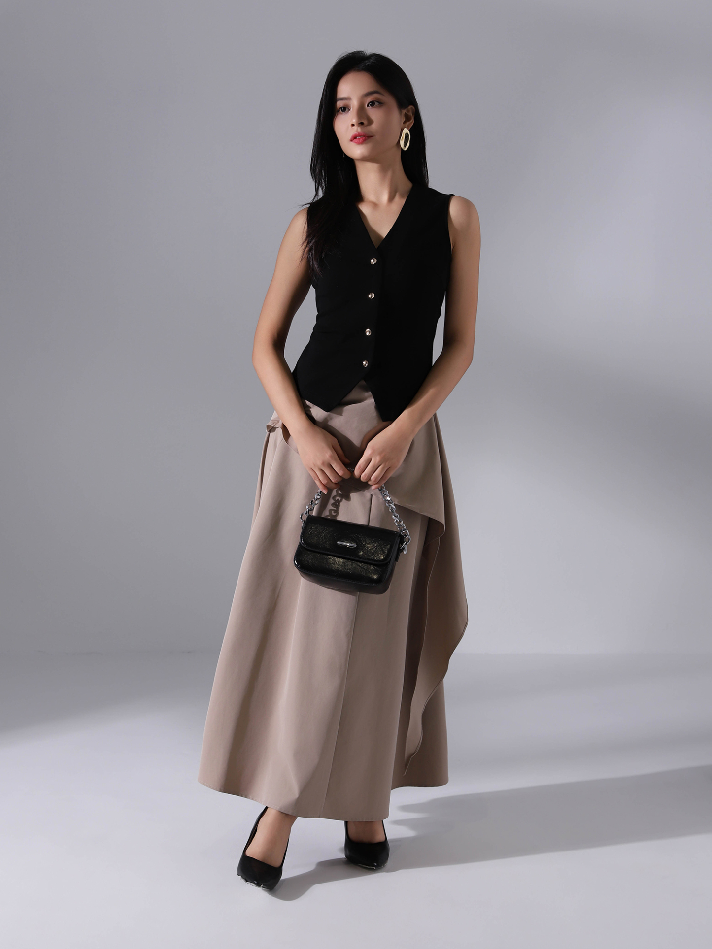 Sleeveless Front Button Blouse AC173