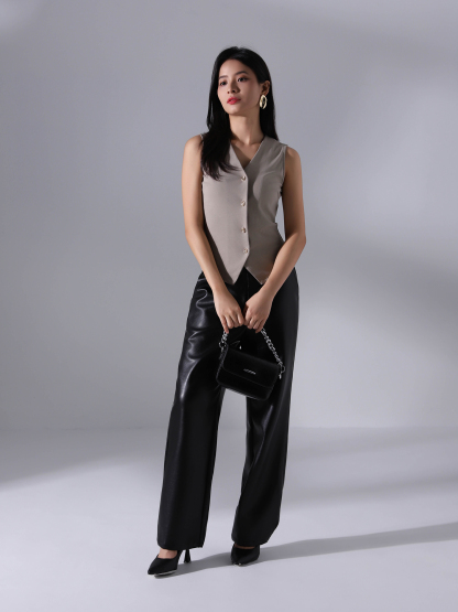 Sleeveless Front Button Blouse AC173