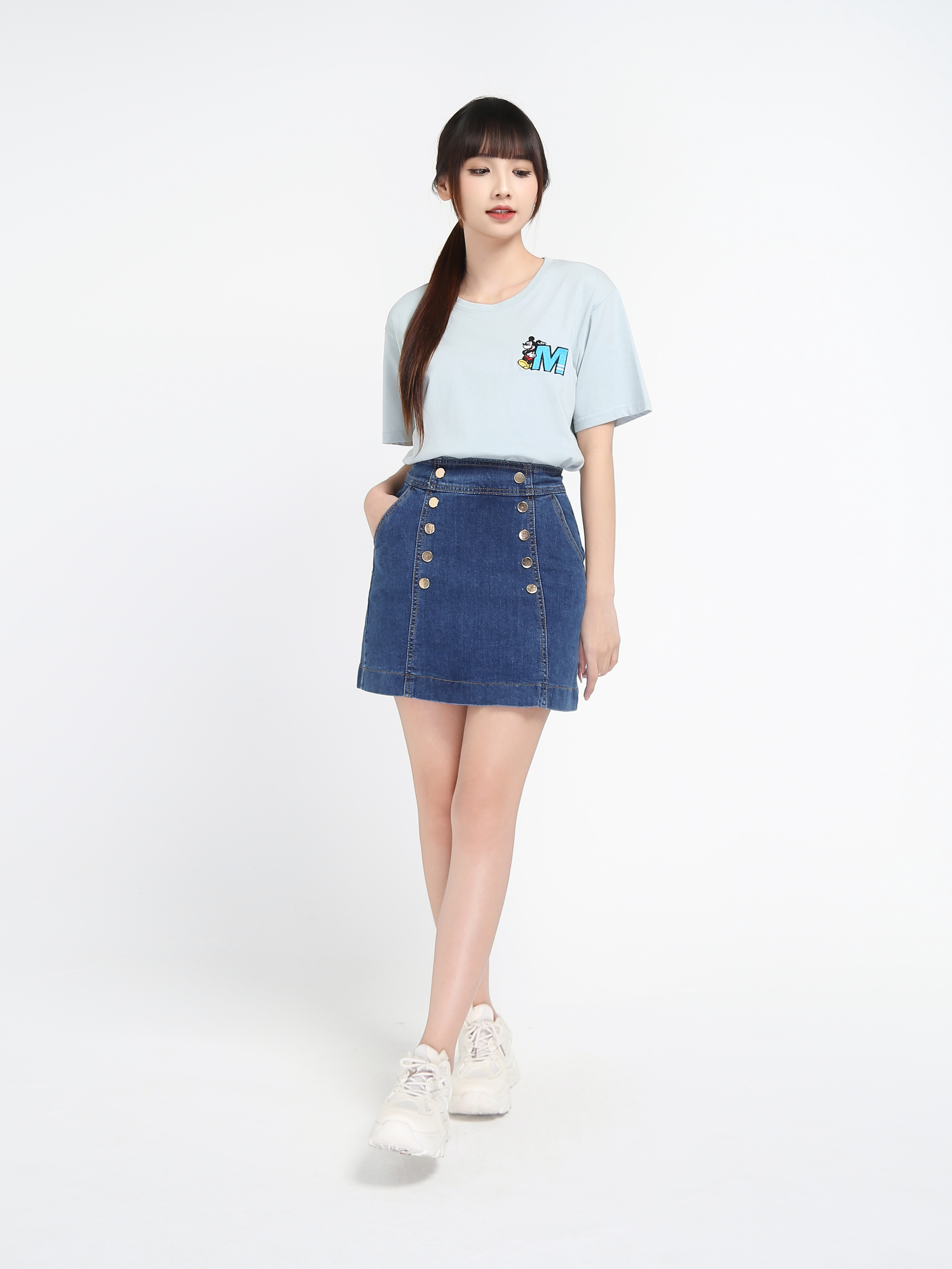 Denim Breasted A Line Skirts 18857