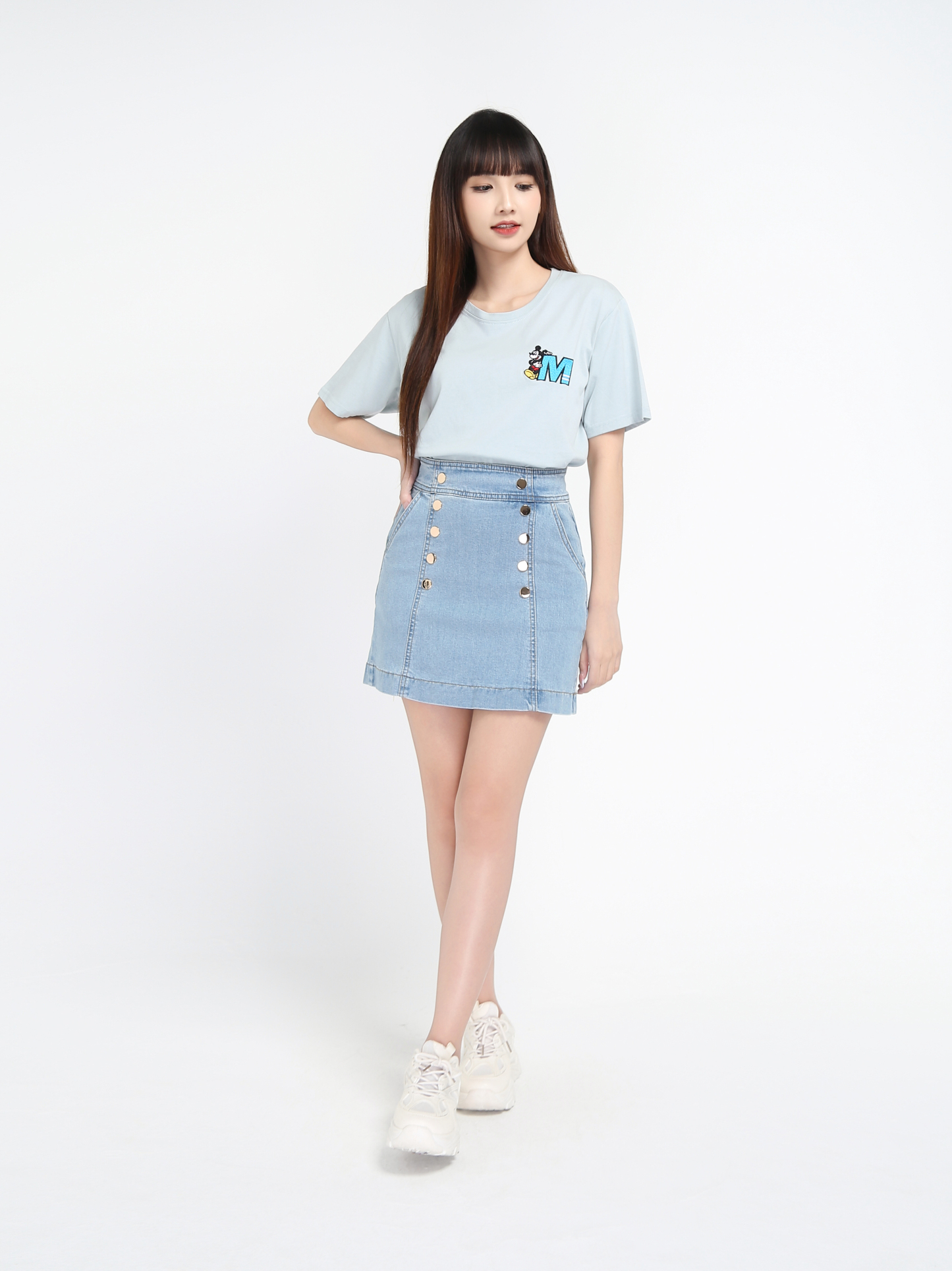 Denim Breasted A Line Skirts 18857