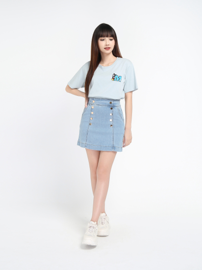 Denim Breasted A Line Skirts 18857