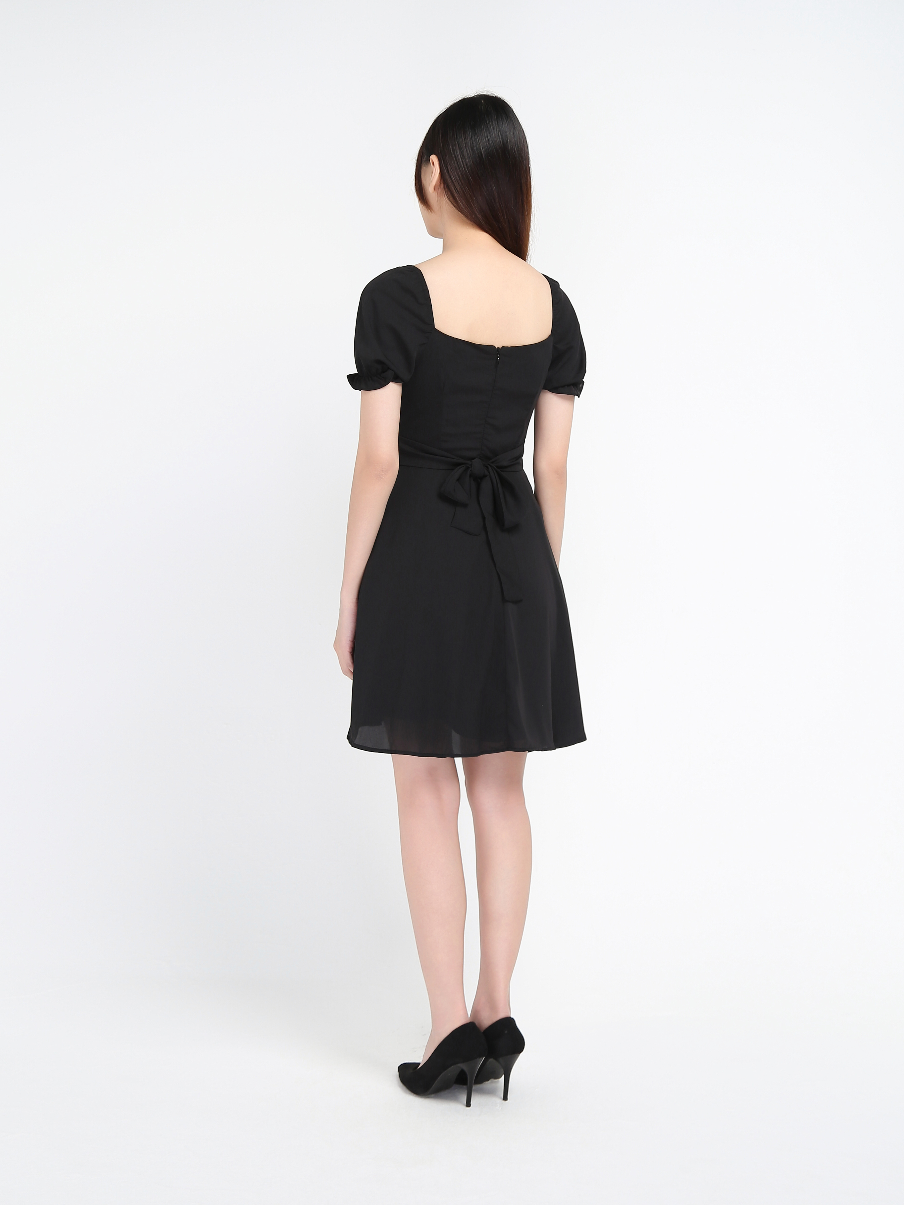 Puff Sleeve Pleated Dress 16848