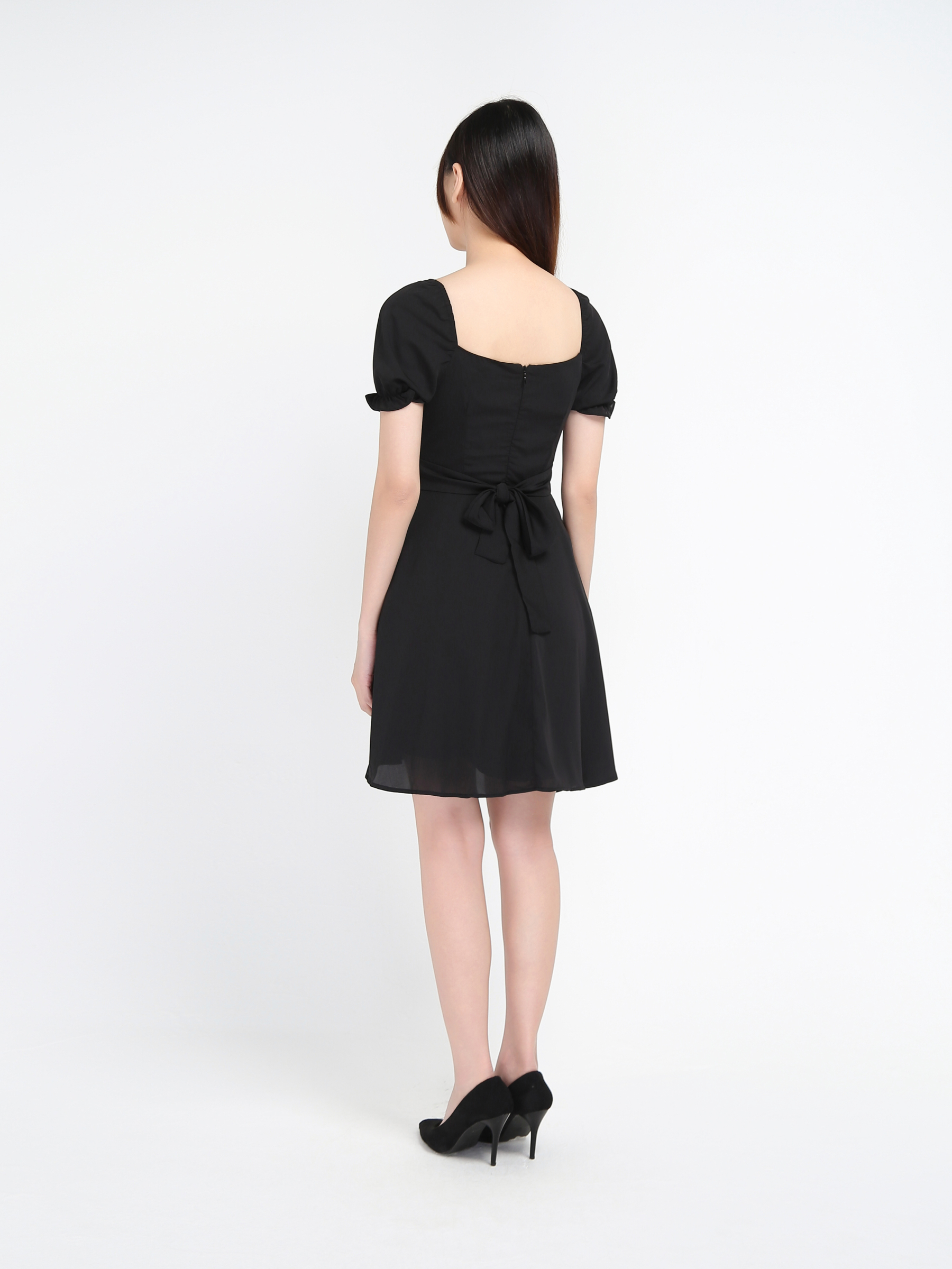 Puff Sleeve Pleated Dress 16848