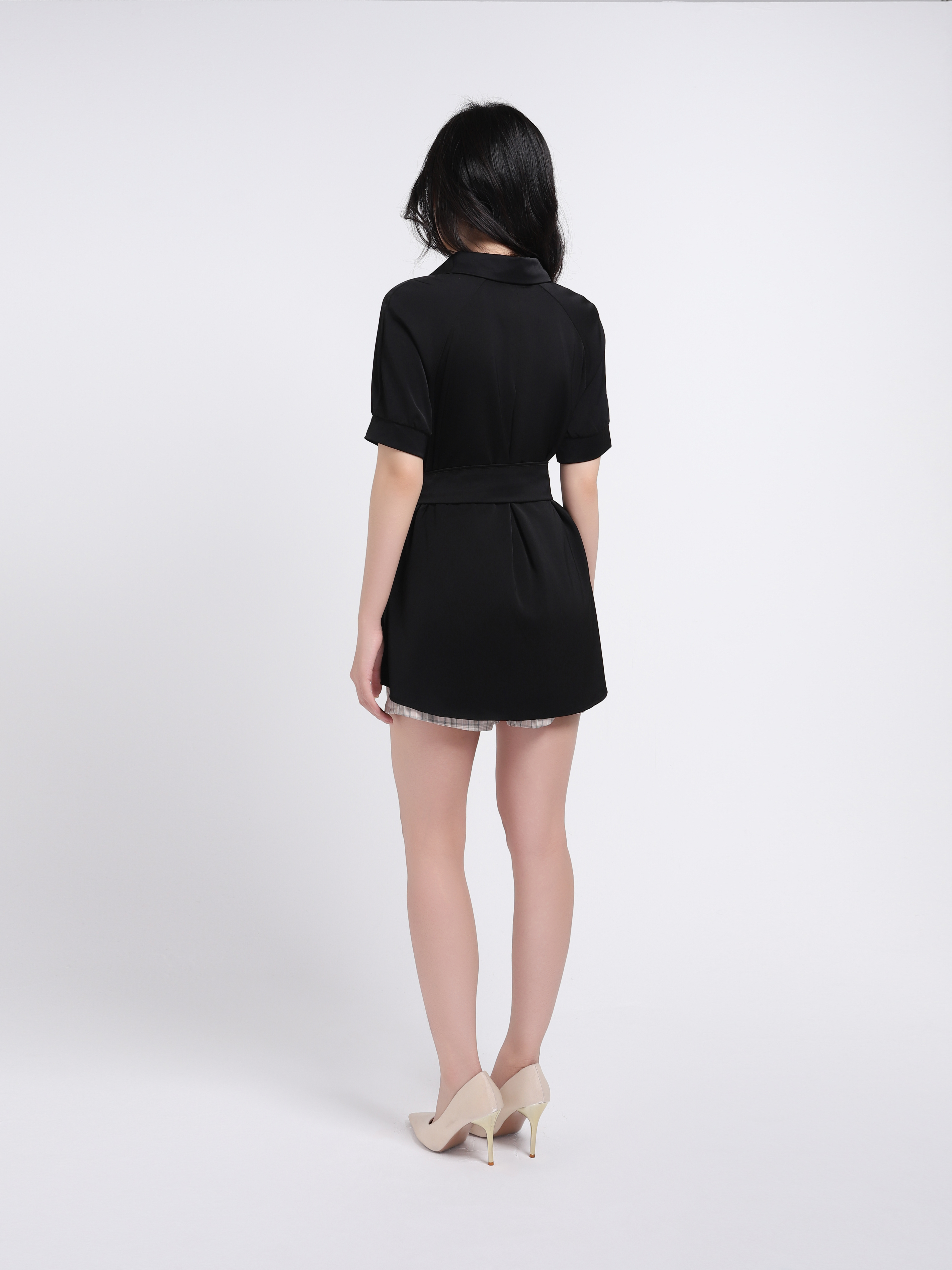 Collar With Front Button Jumpsuit With Belt 16887