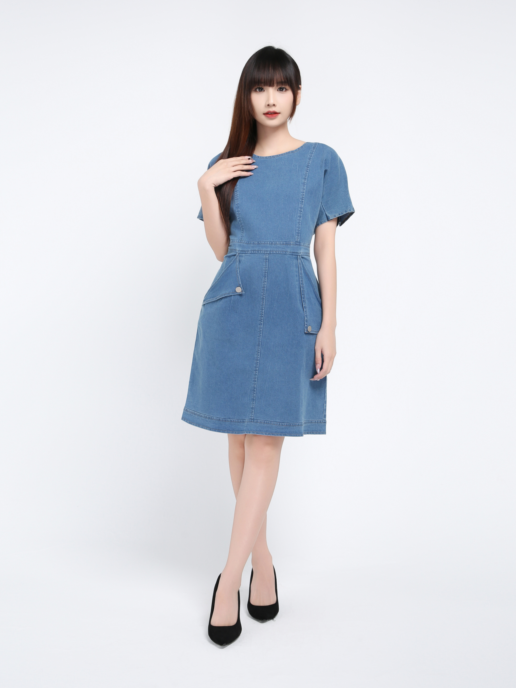 Denim Side Pocket Dress 17443