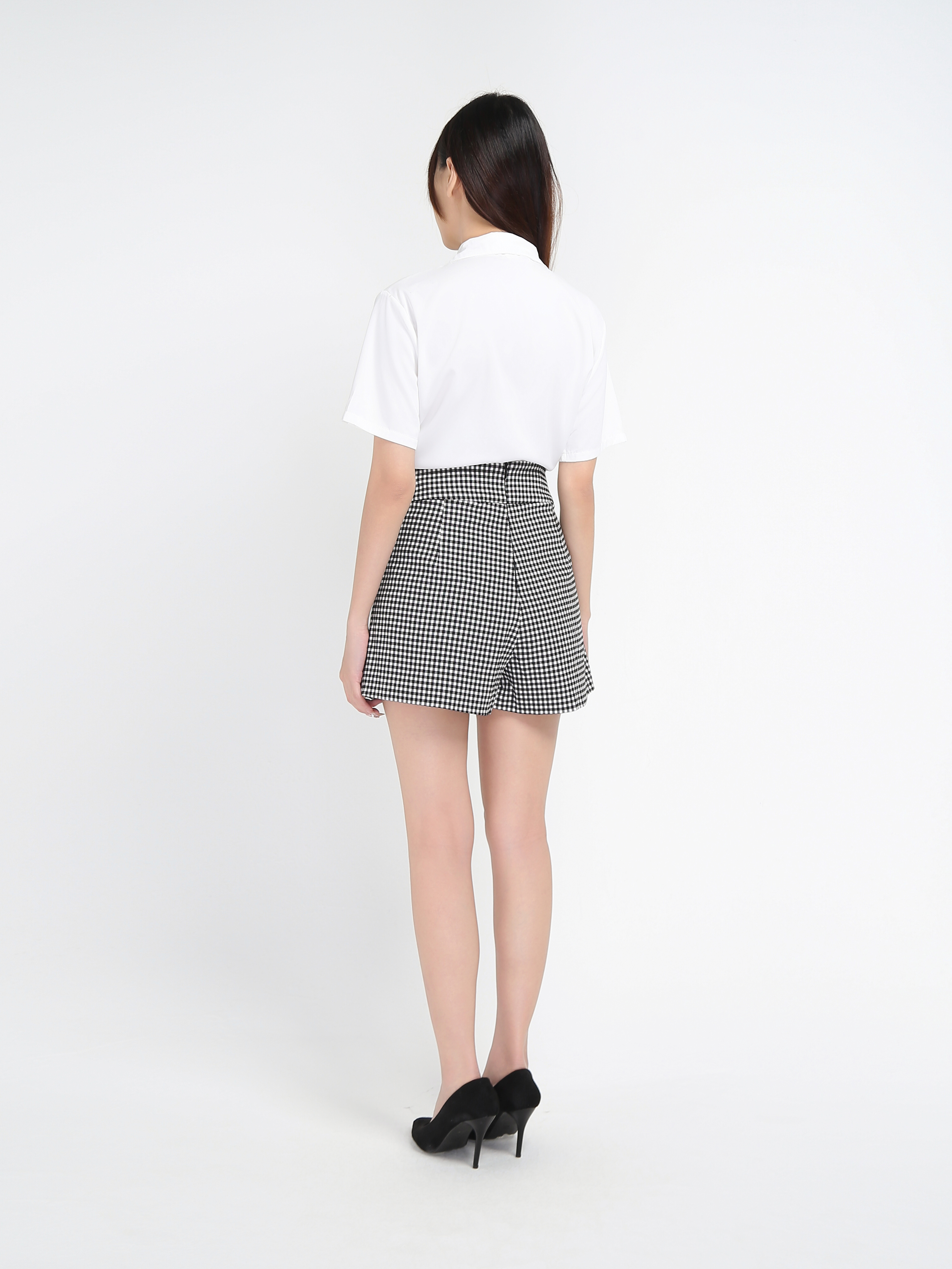 Checker High Waist Short Pants 17480