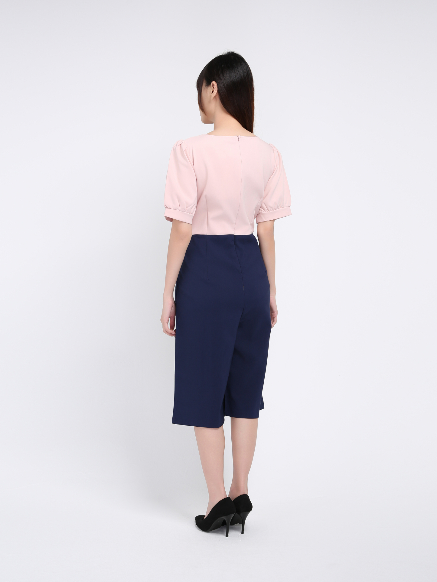 Two Tone With Front Pleated Jumpsuit 17510