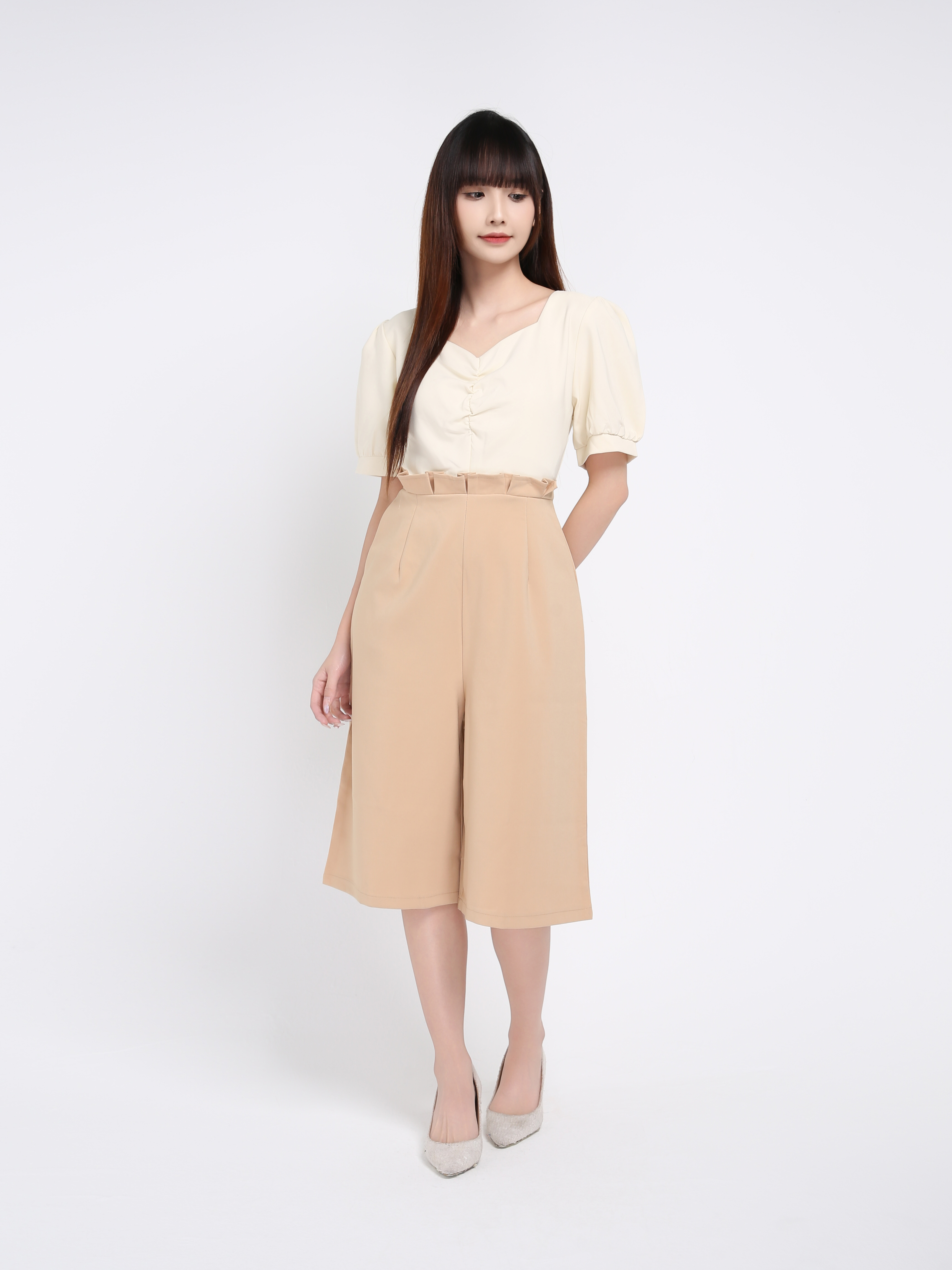 Two Tone With Front Pleated Jumpsuit 17510