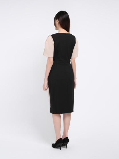 Two Tone With Side Pleated Dress 17514
