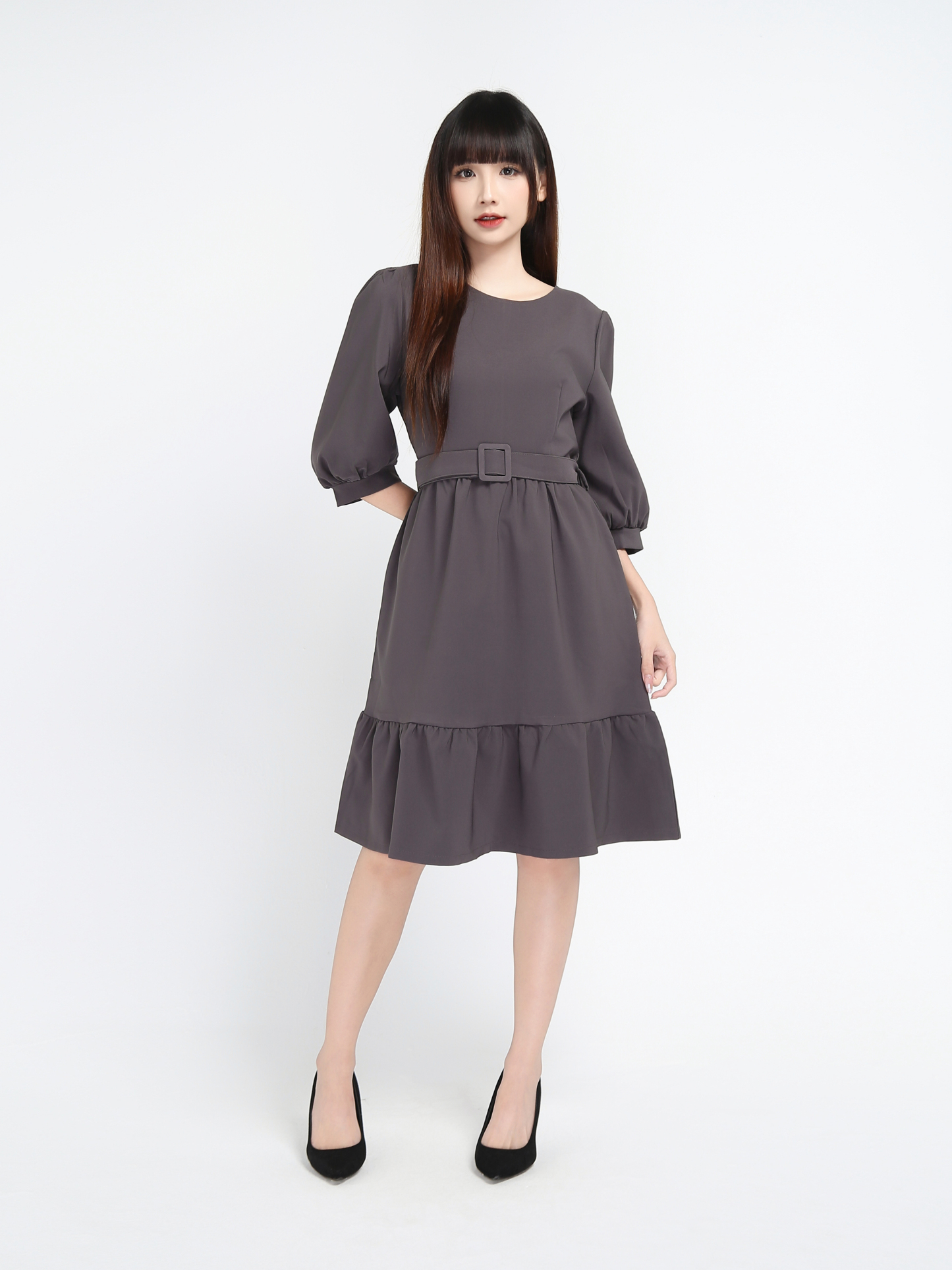 Bottom Ruffles With Belt Dress 17515