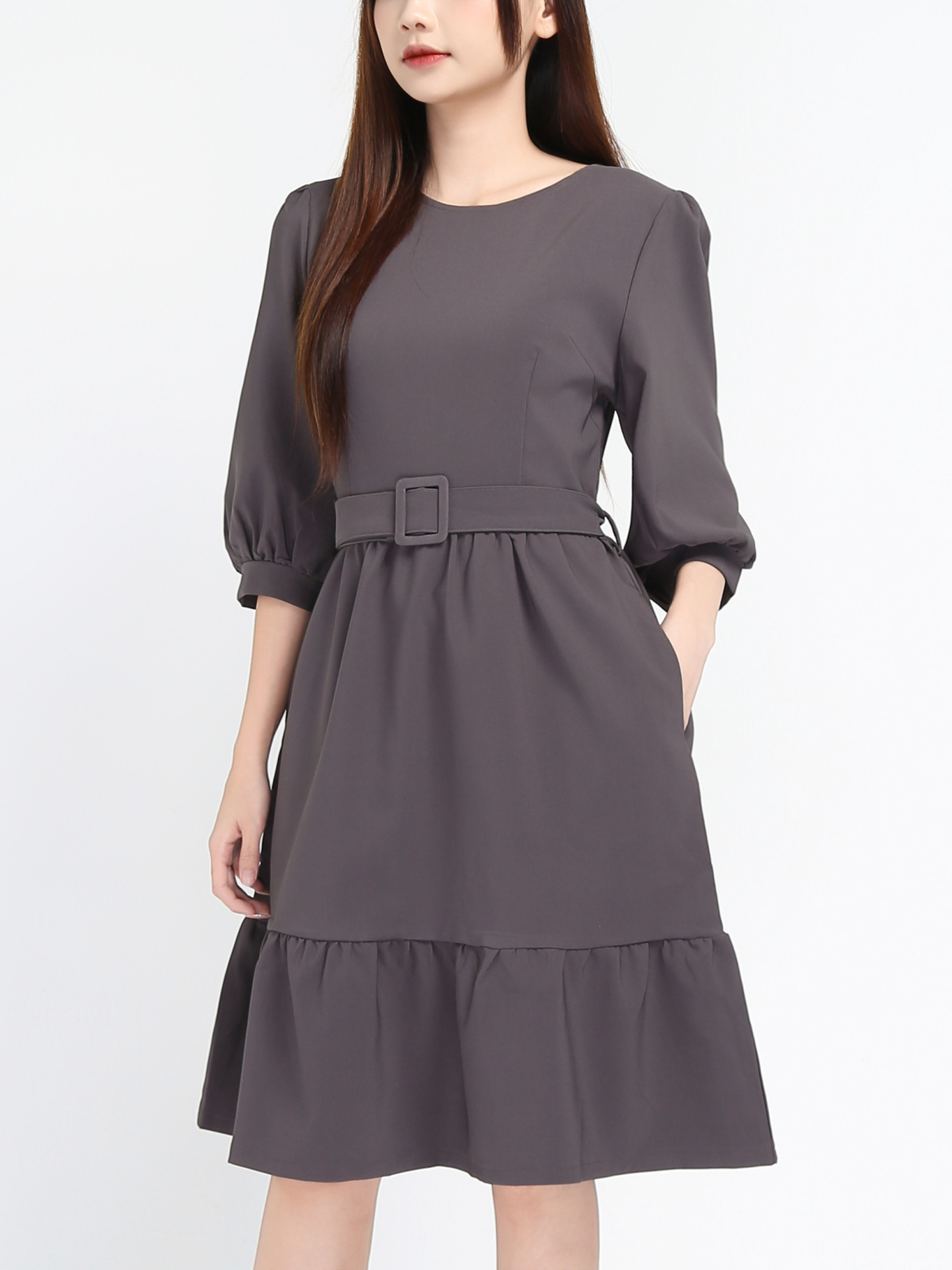 Bottom Ruffles With Belt Dress 17515