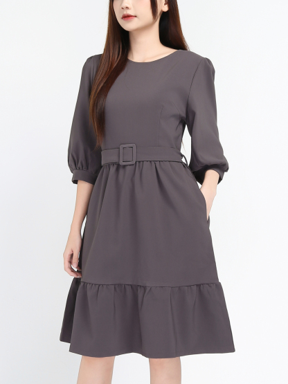 Bottom Ruffles With Belt Dress 17515